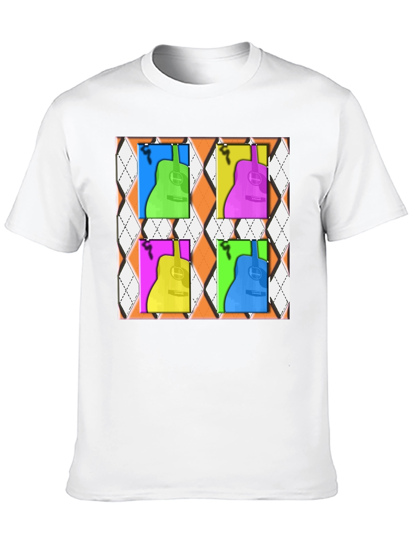 Black Pop Art Guitar T-Shirt - Modern Musical Design view 10