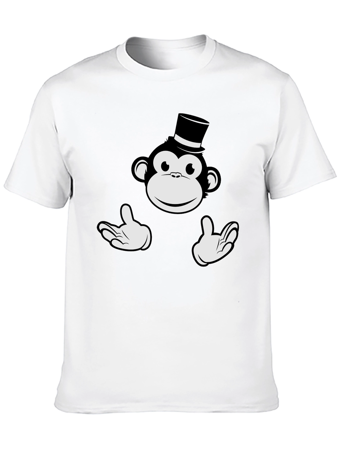 Black Monkey Top Hat Graphic Tee - Black Cotton T-Shirt view 10