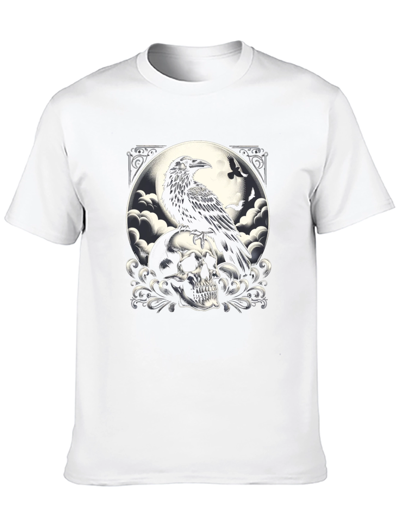 Black Raven Skull Graphic Tee - Dark Gothic Style view 10