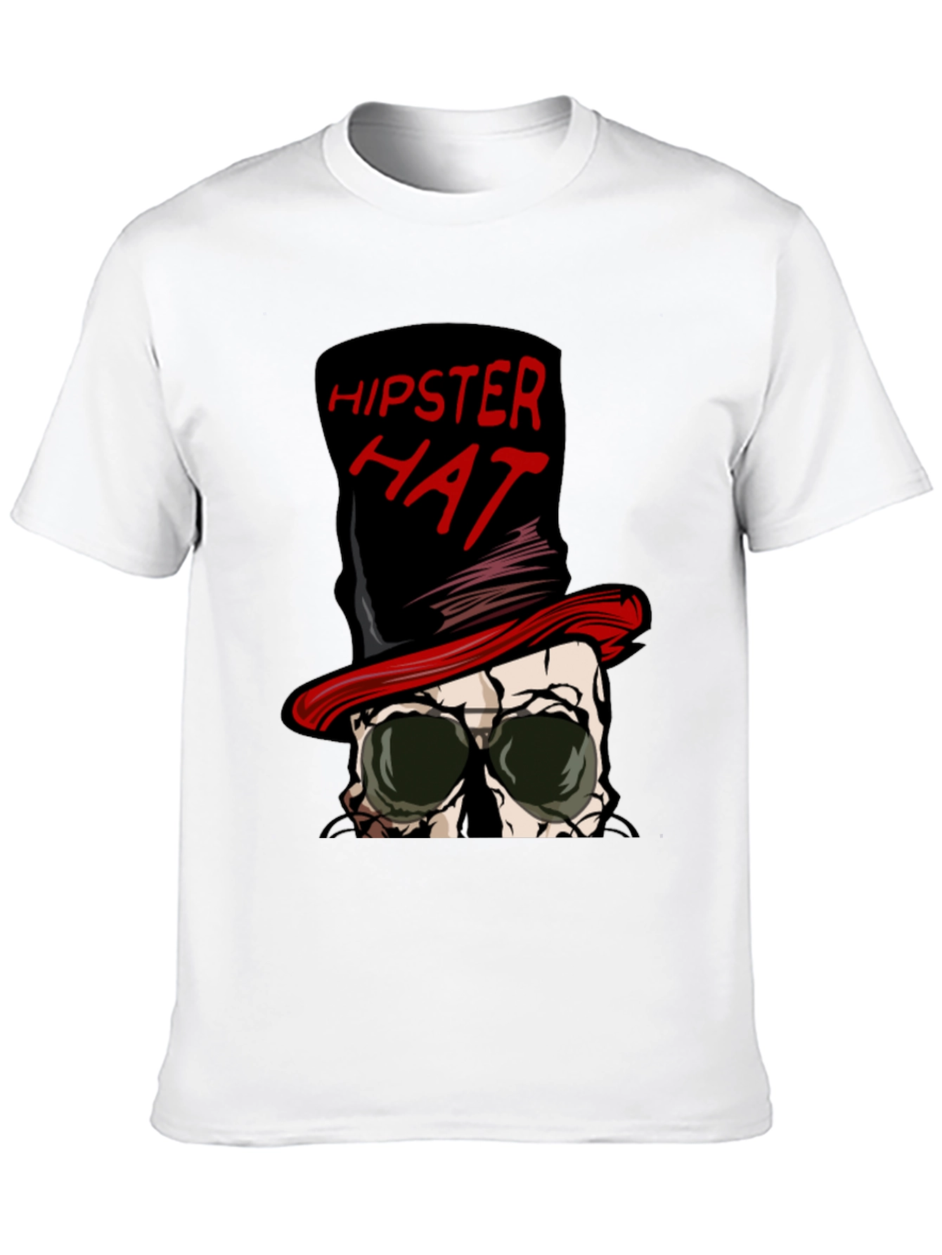 Black Hipster Hat Skull Graphic Tee view 10