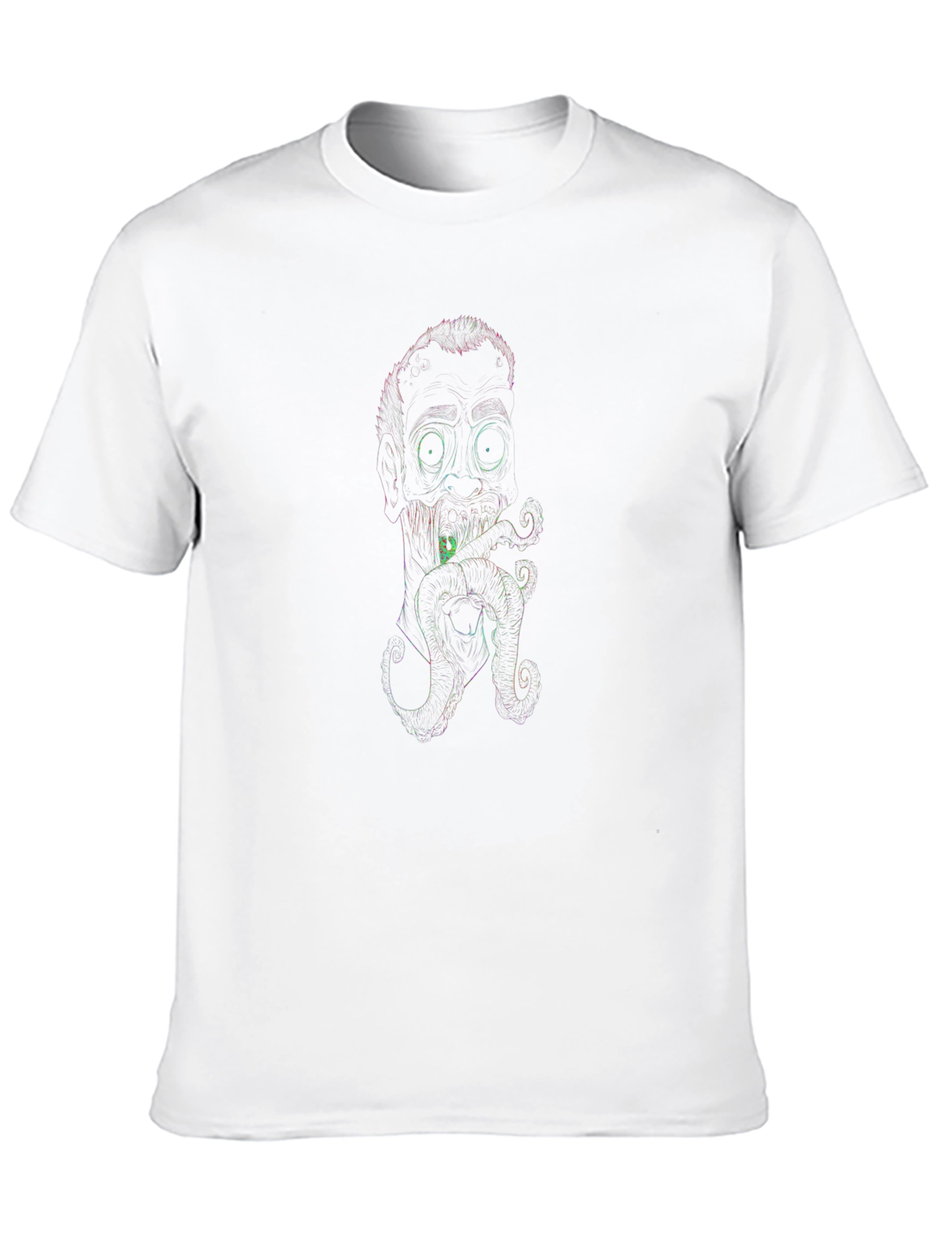 Black Neon Line Art Octopus Man Black T-Shirt view 10