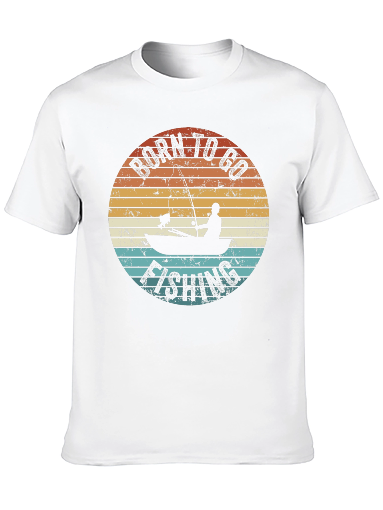 Black Born To Go Fishing T-Shirt - Retro Fisherman Design view 10