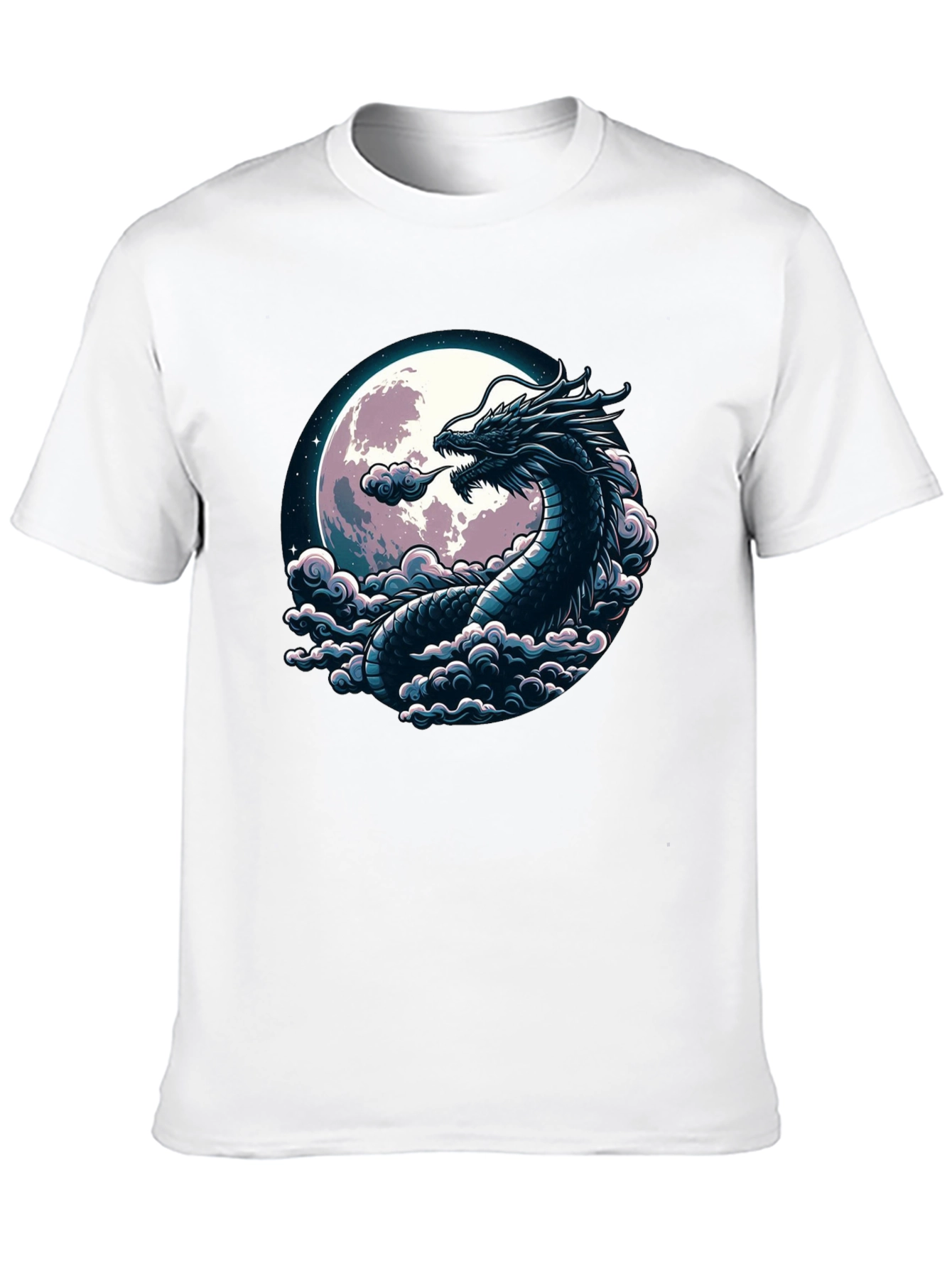 Black Dragon Moon Graphic Tee - Black Cotton T-Shirt view 10