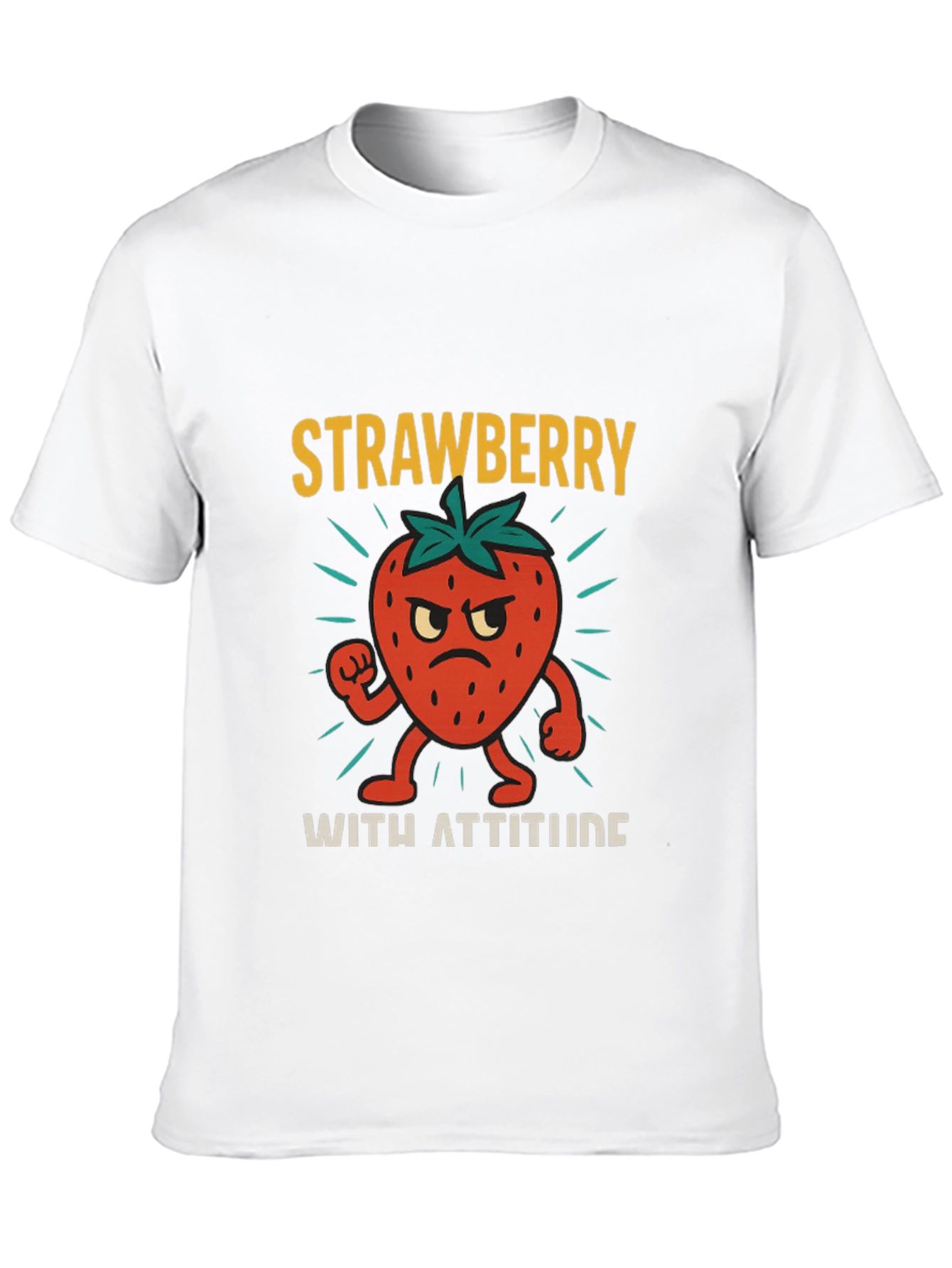 Black Strawberry With Attitude Graphic T-Shirt view 10