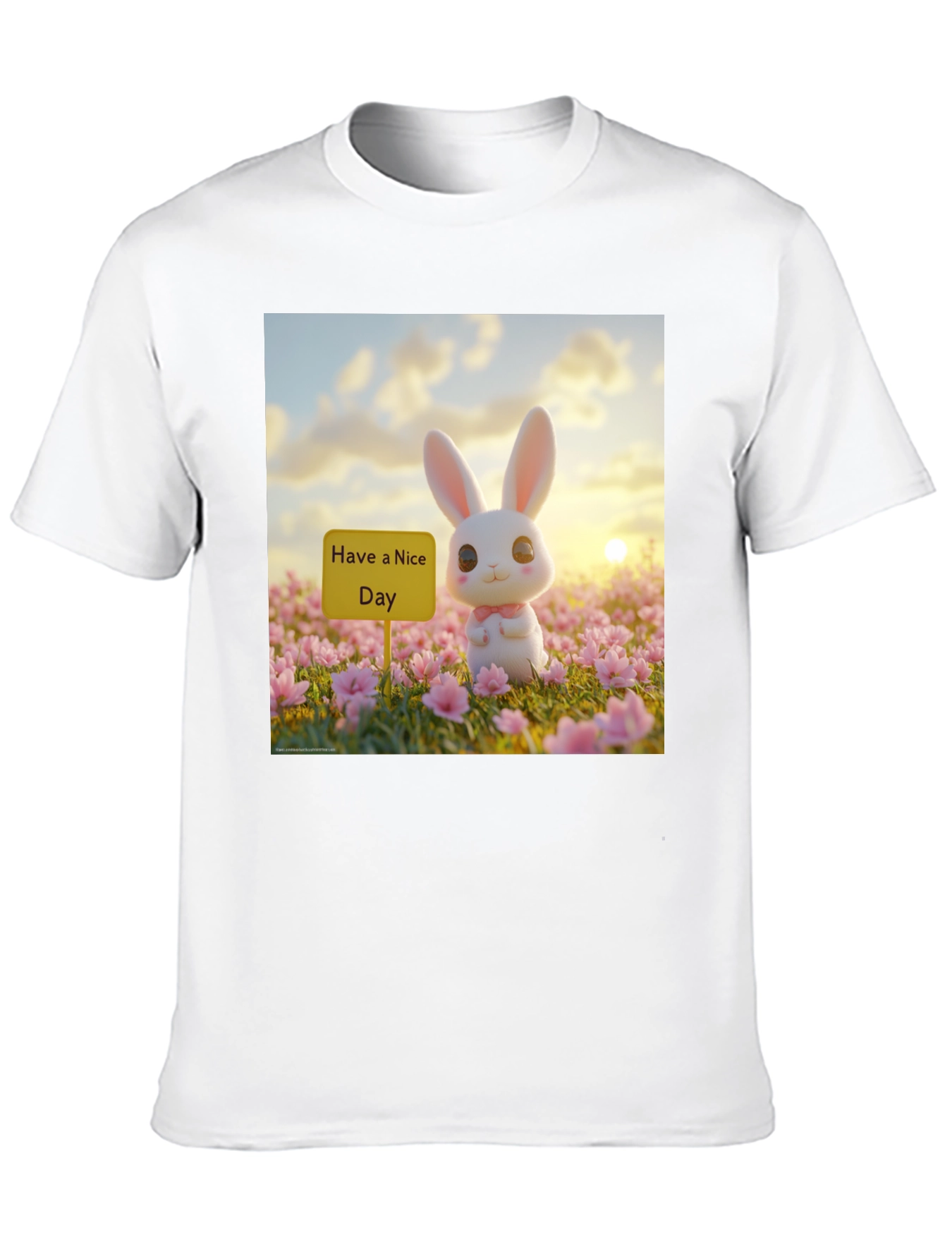 Black Cute Bunny 'Have a Nice Day' Graphic Tee view 10