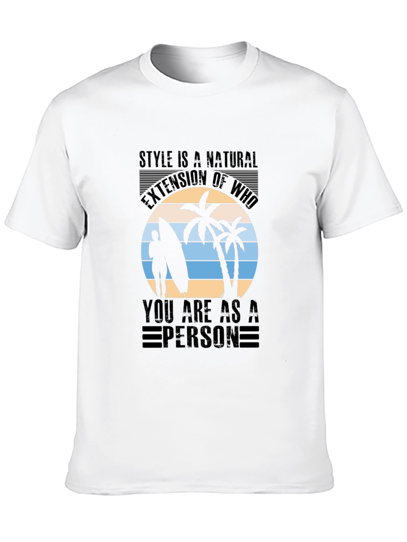 Black Stylish Black T-Shirt with Tropical Beach Graphic view 10