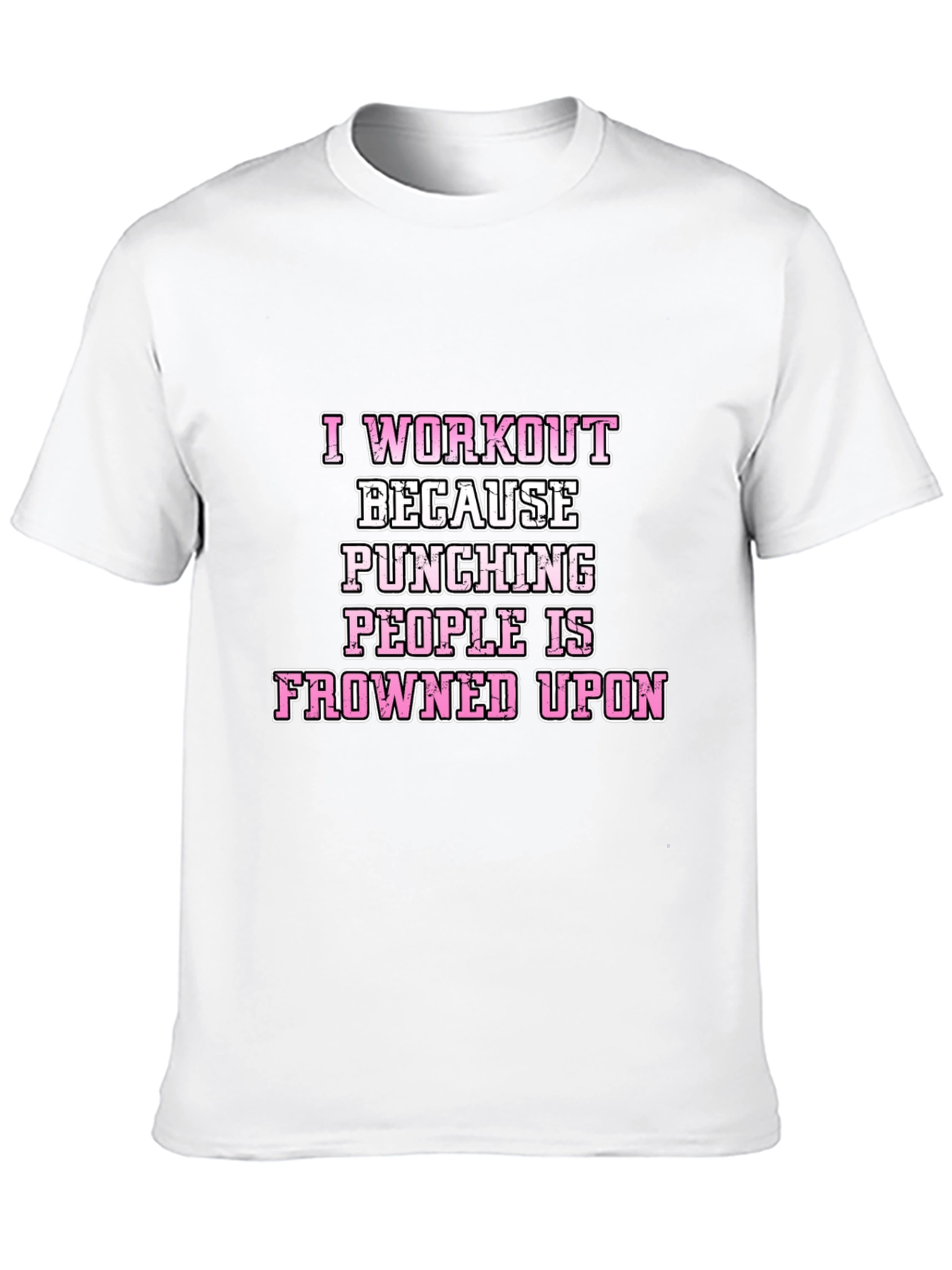 Black Workout Humor T-Shirt: Punching People Frowned Upon view 10