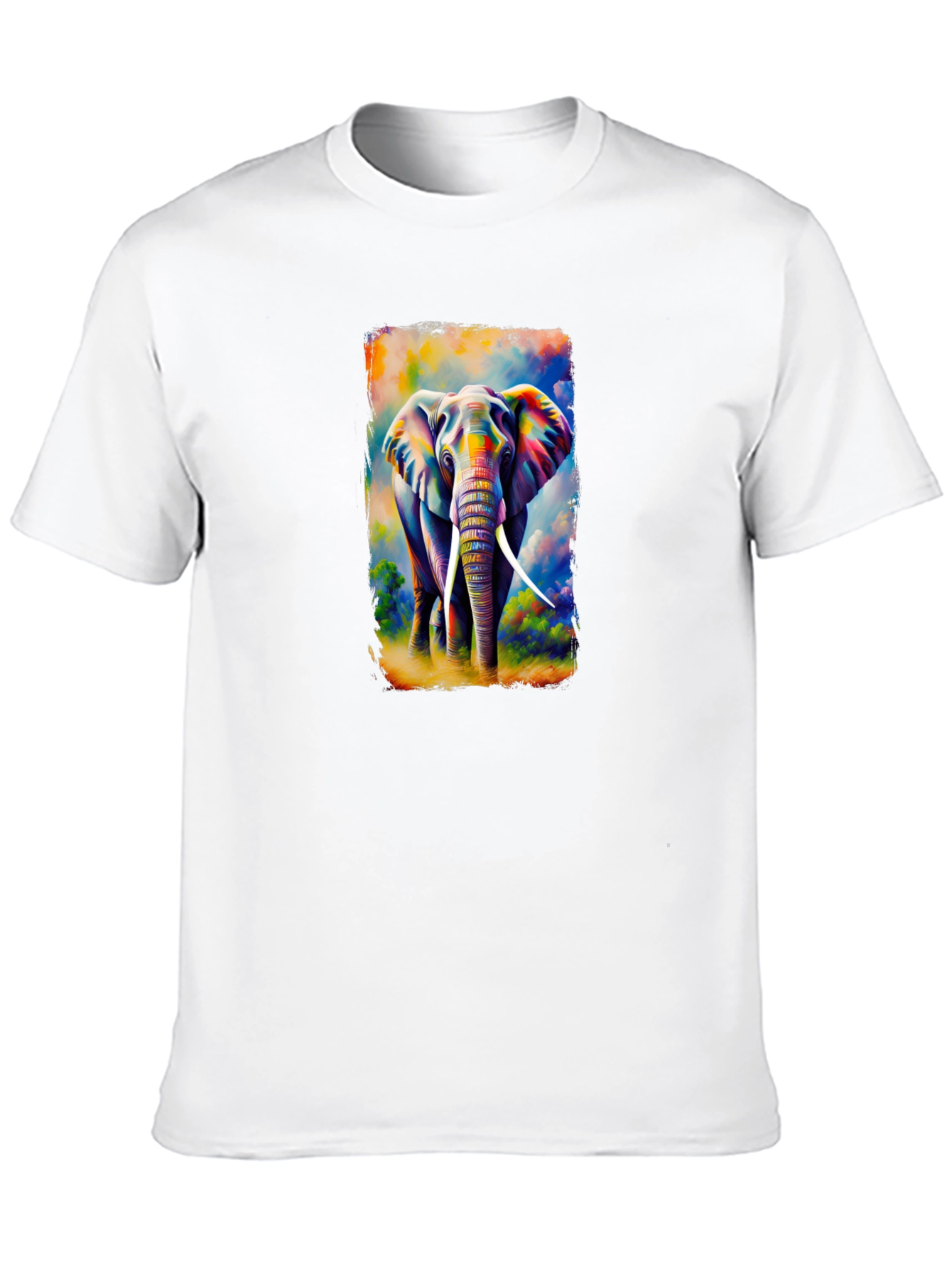Black Colorful Elephant Graphic T-Shirt view 10