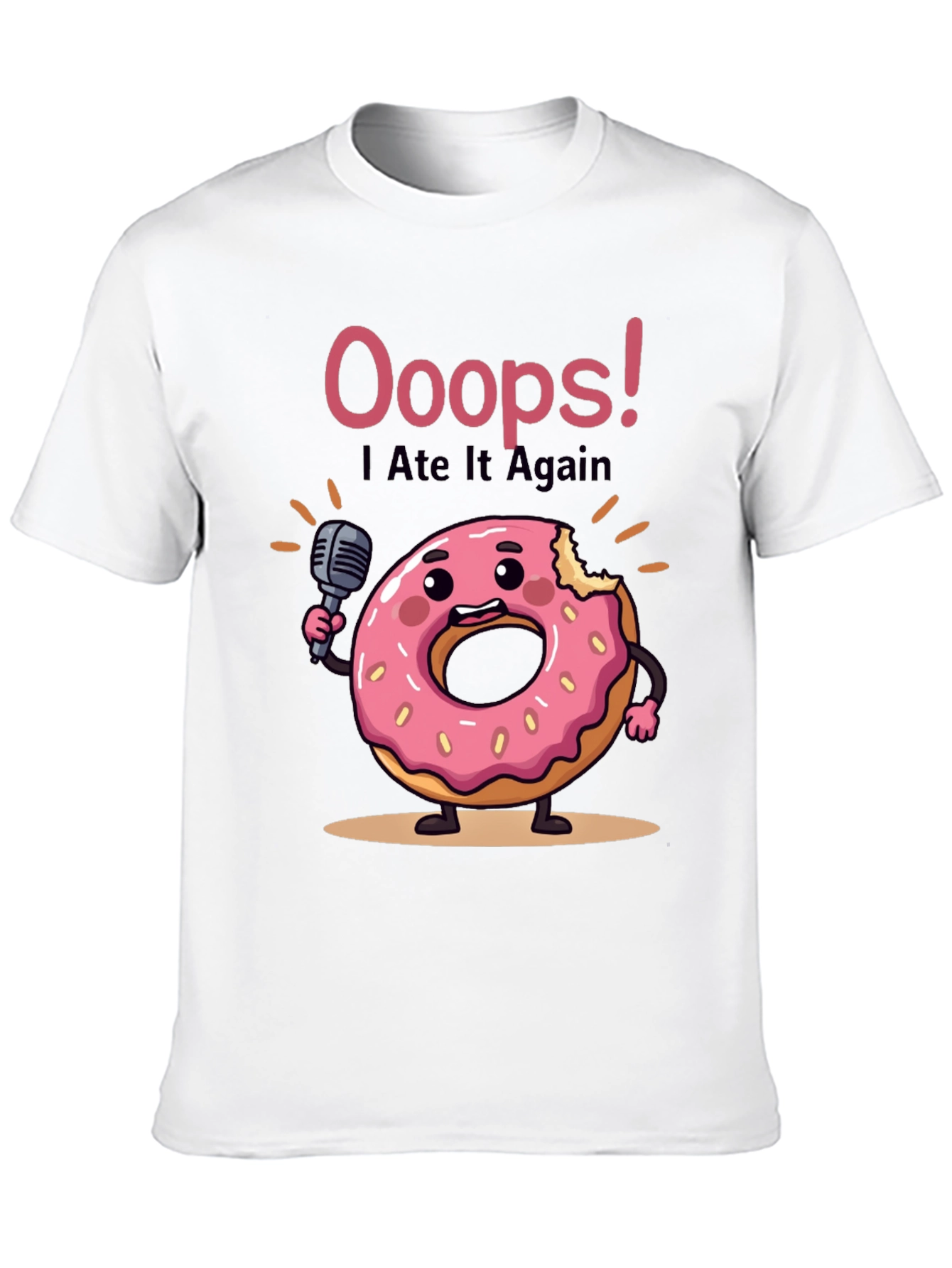 Black Funny Donut Graphic T-Shirt - Ooops! I Ate It Again view 10