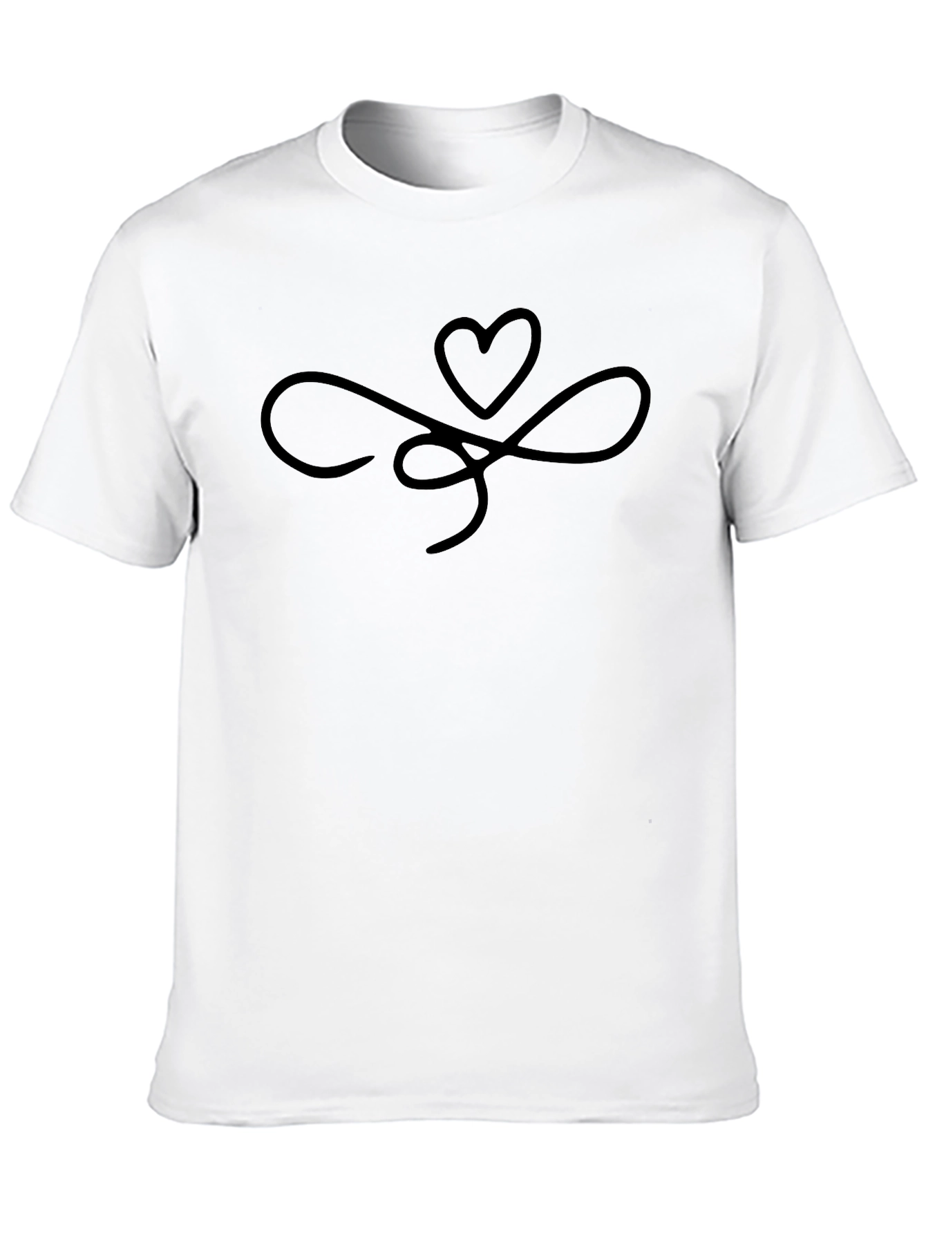 Black Heart Infinity Symbol Graphic Tee - Black Cotton Casual Shirt view 10