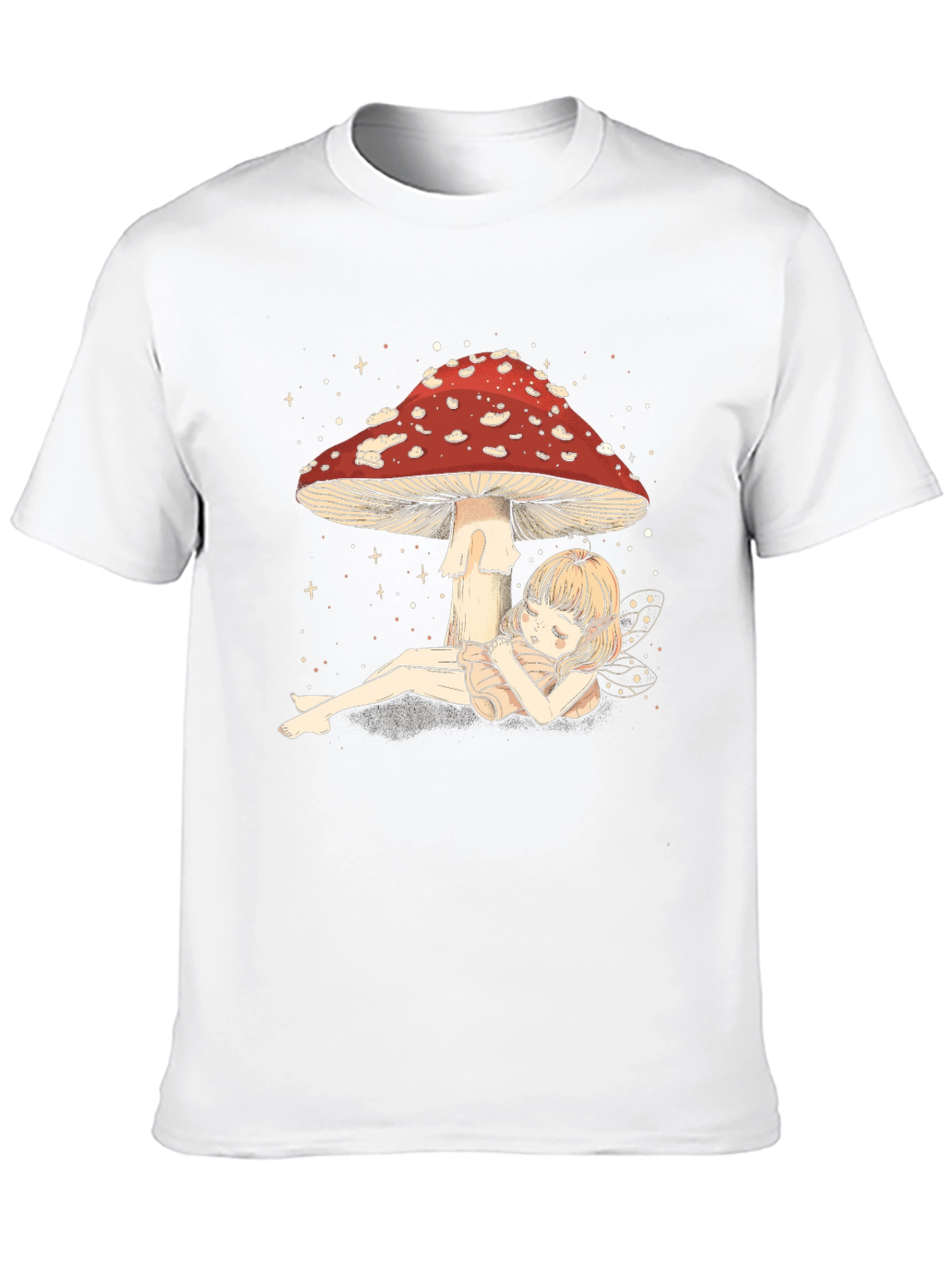 Black Mushroom Fairy T-Shirt - Whimsical Black Tee view 10