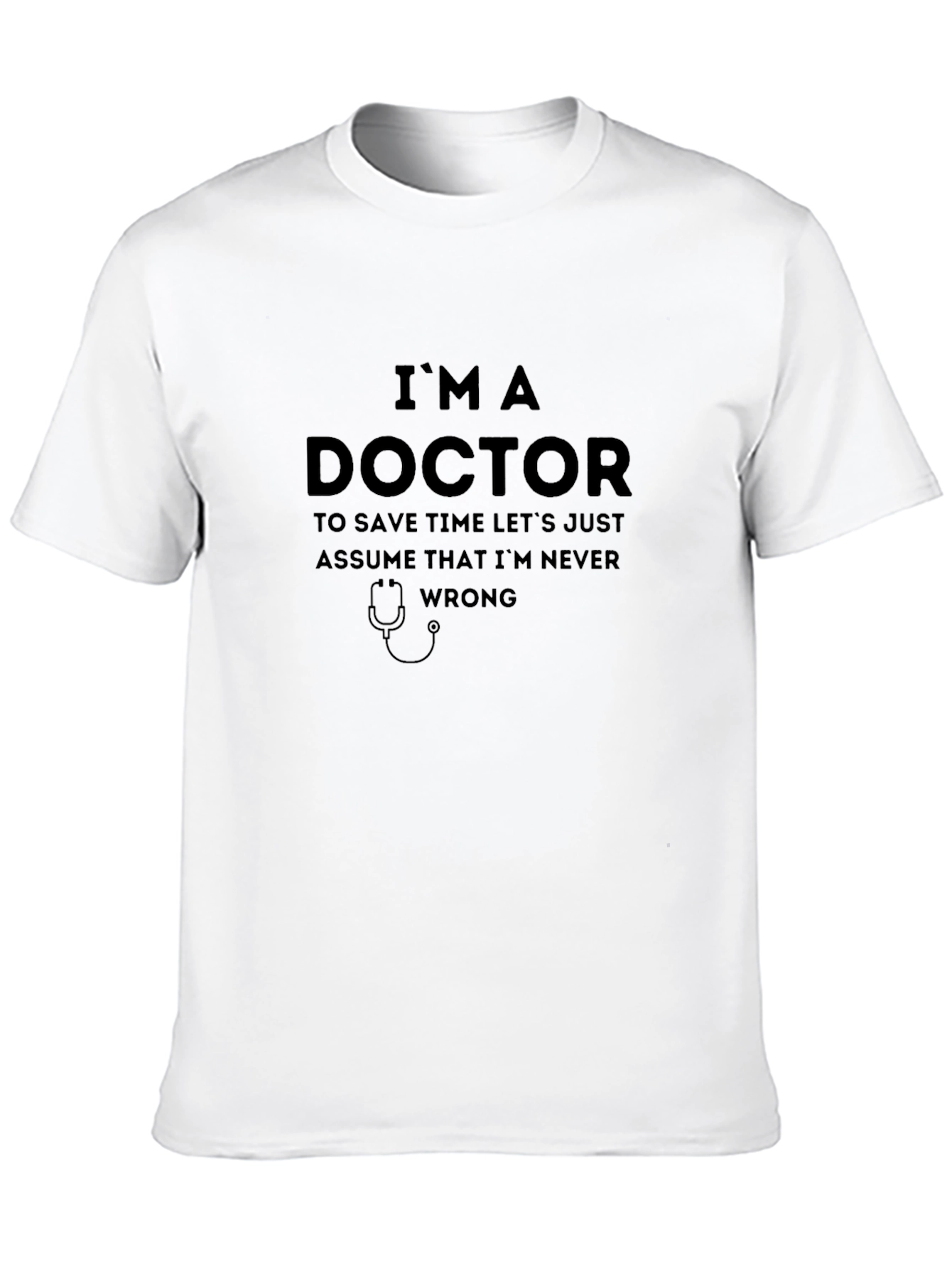 Black I'm A Doctor Slogan Black T-Shirt view 10