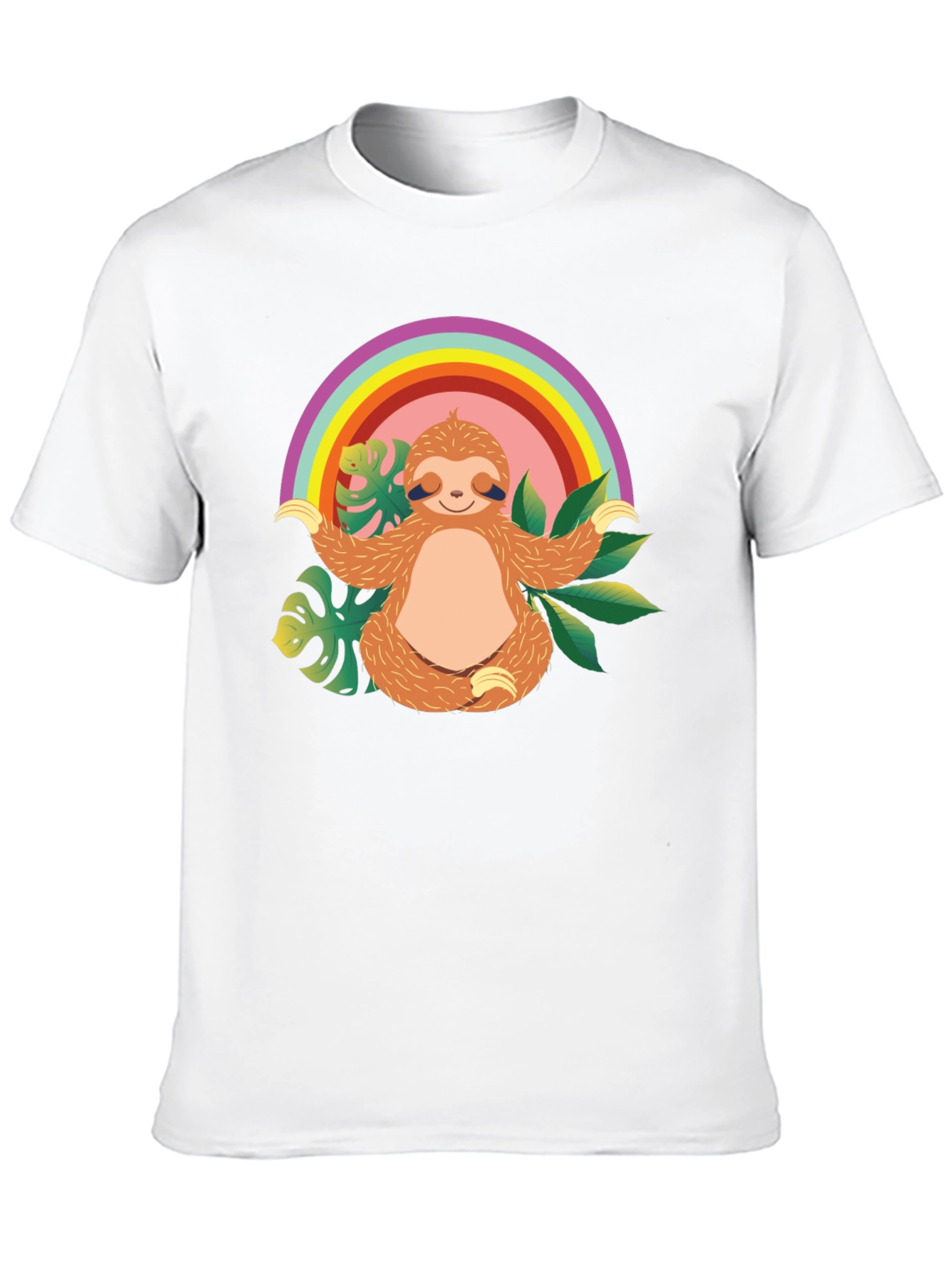 Black Zen Sloth Rainbow T-Shirt - Relaxed & Comfy view 10