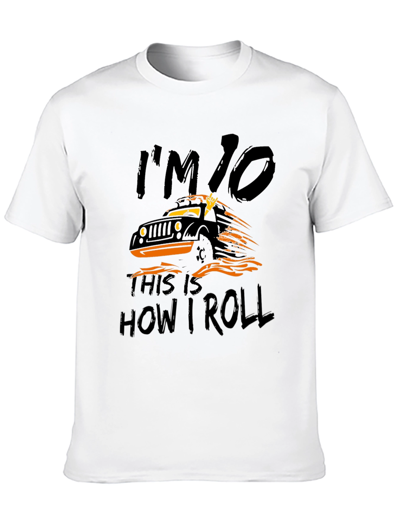 Black I'm 10, This is How I Roll Jeep T-Shirt view 10