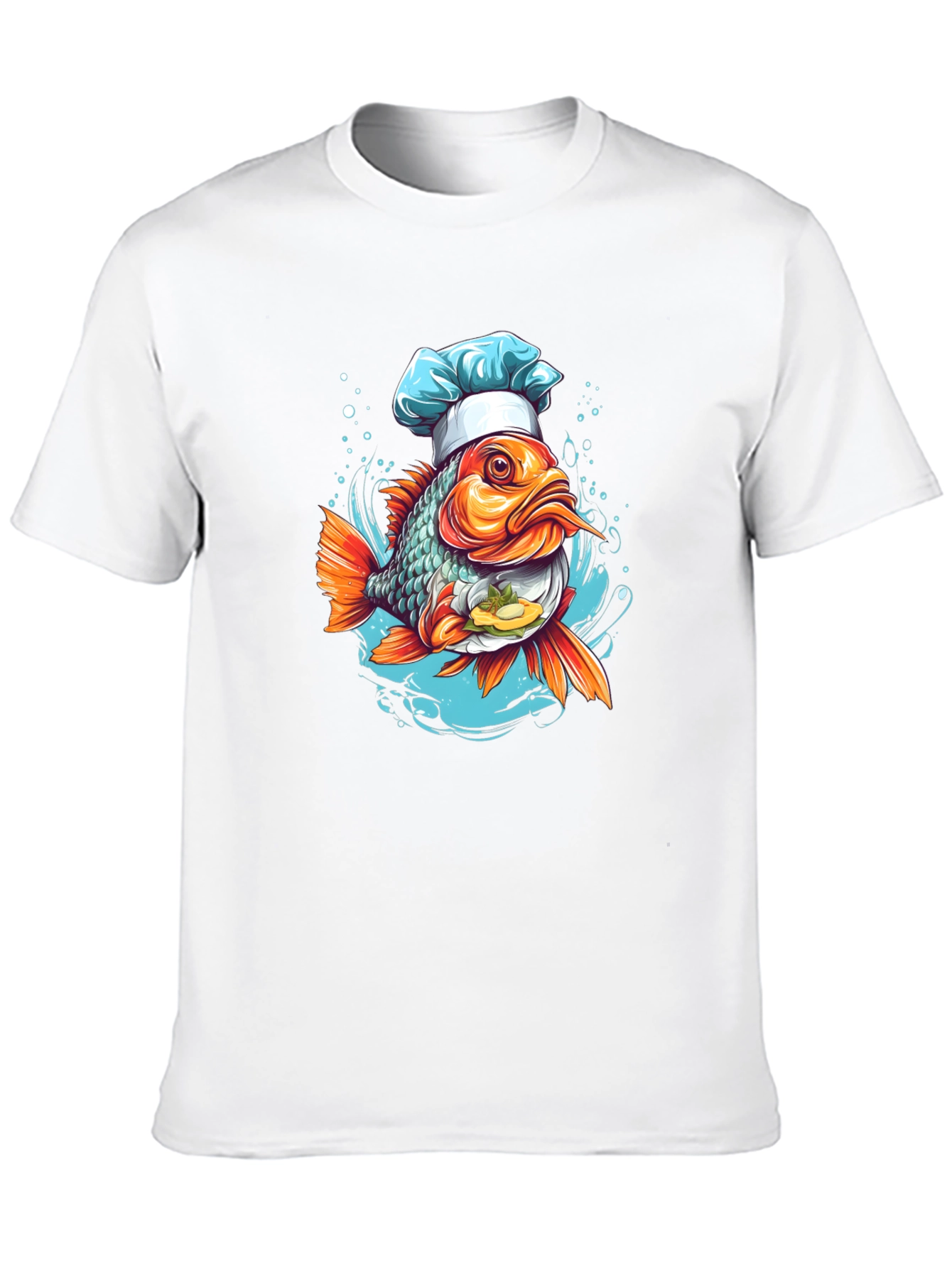 Black Chef Fish Graphic Tee - Cool Cartoon Design view 10