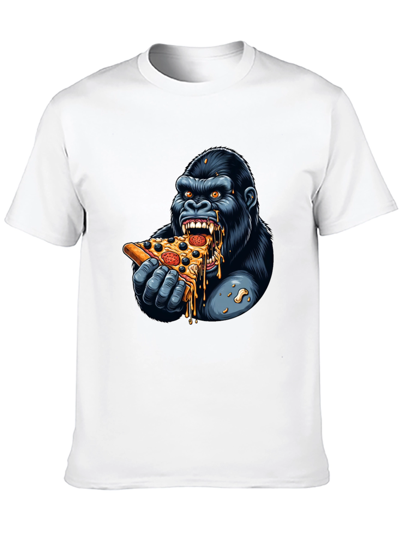 Black Gorilla Eating Pizza Graphic T-Shirt view 10