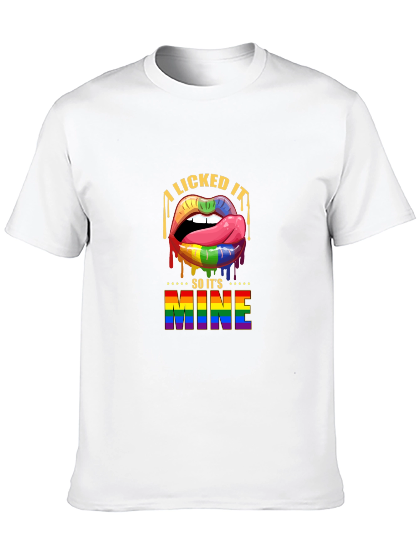 Black I Licked It So It's Mine Rainbow Lips T-Shirt view 10