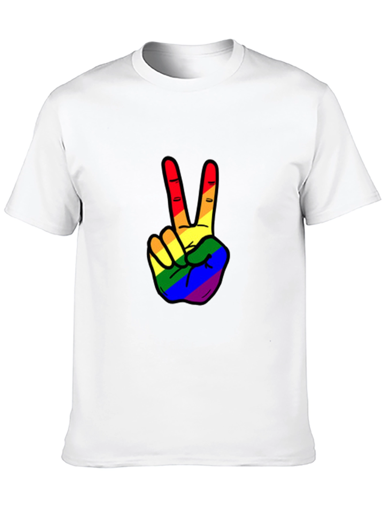 Black Rainbow Peace Sign Graphic Tee view 10