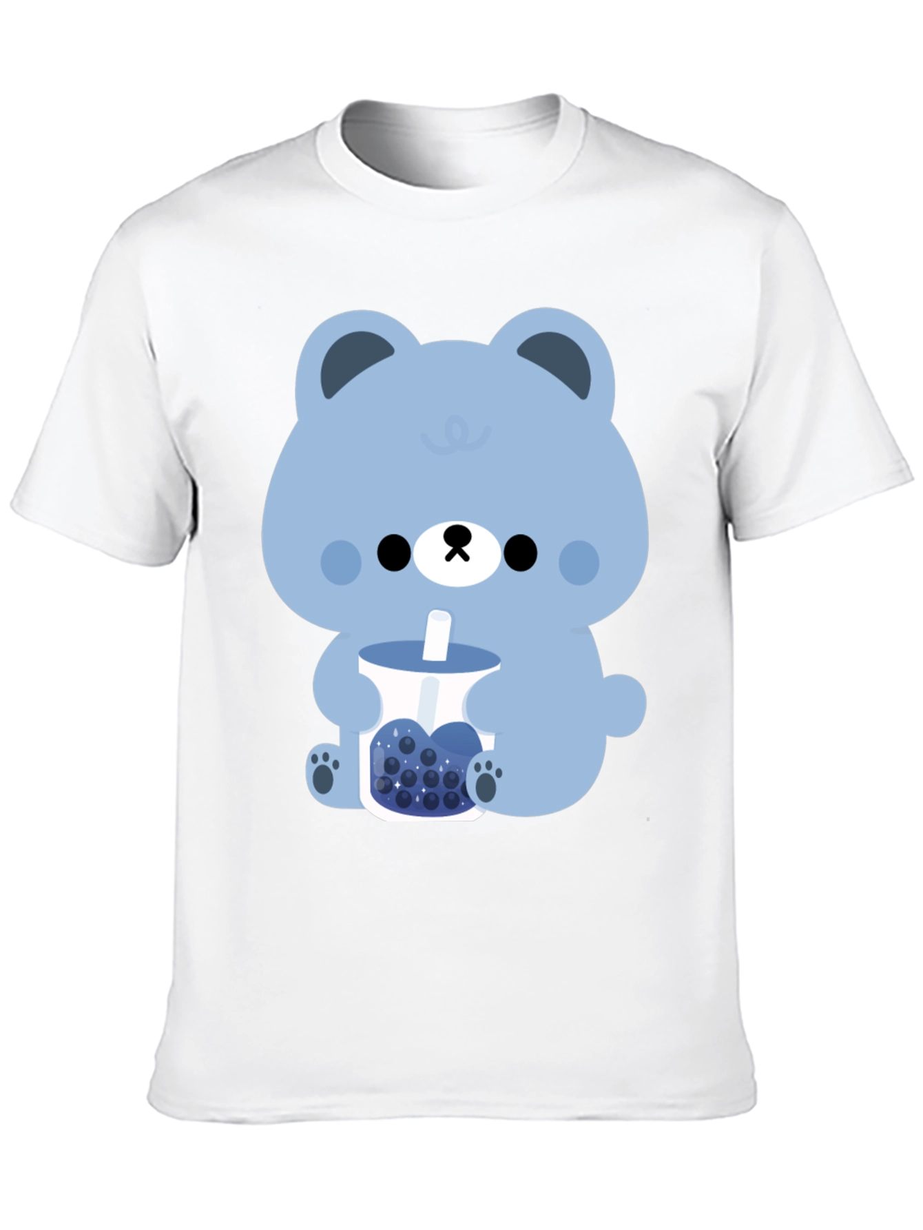 Black Cute Bear Boba Tea Graphic T-Shirt view 10
