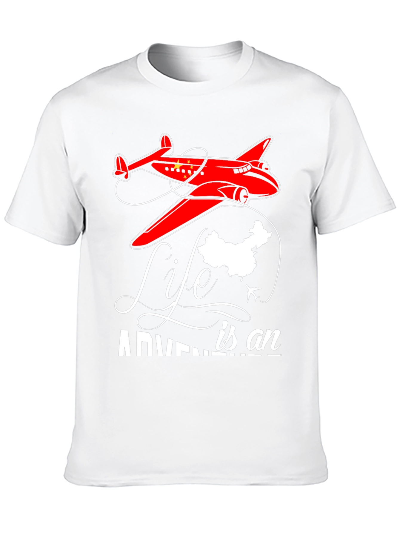 Black Adventure Life China Airplane Graphic T-Shirt view 10