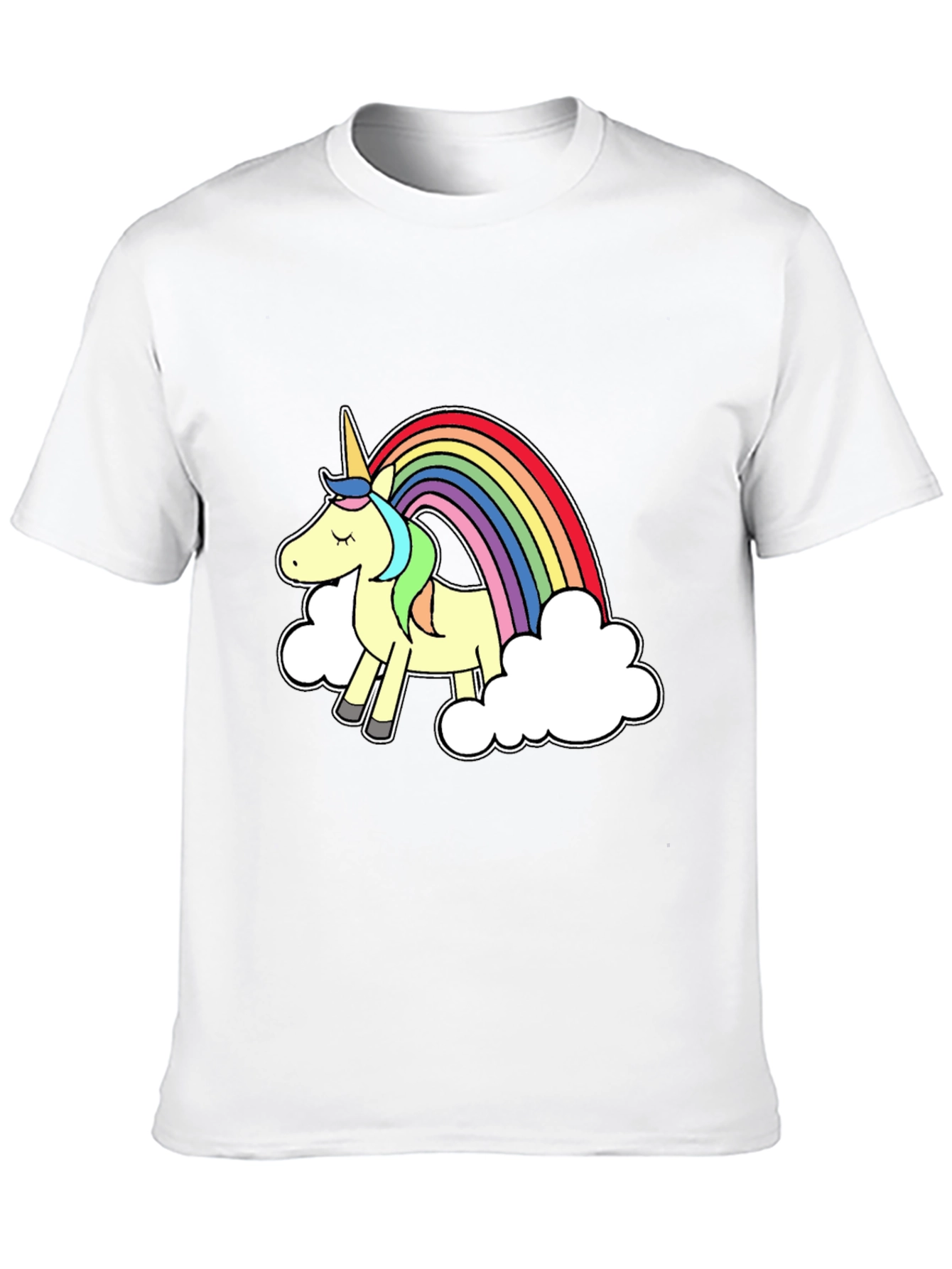 Black Unicorn Rainbow Graphic Tee - Black Cotton T-Shirt view 10