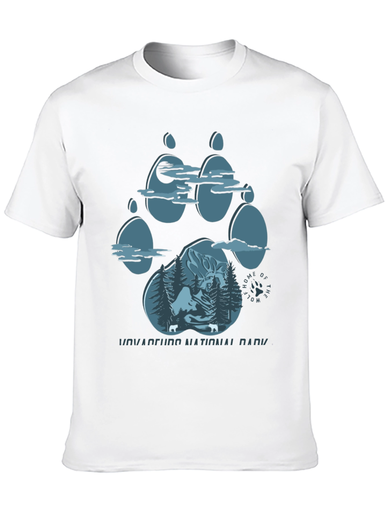 Black Wolf Paw Print National Park T-Shirt view 10