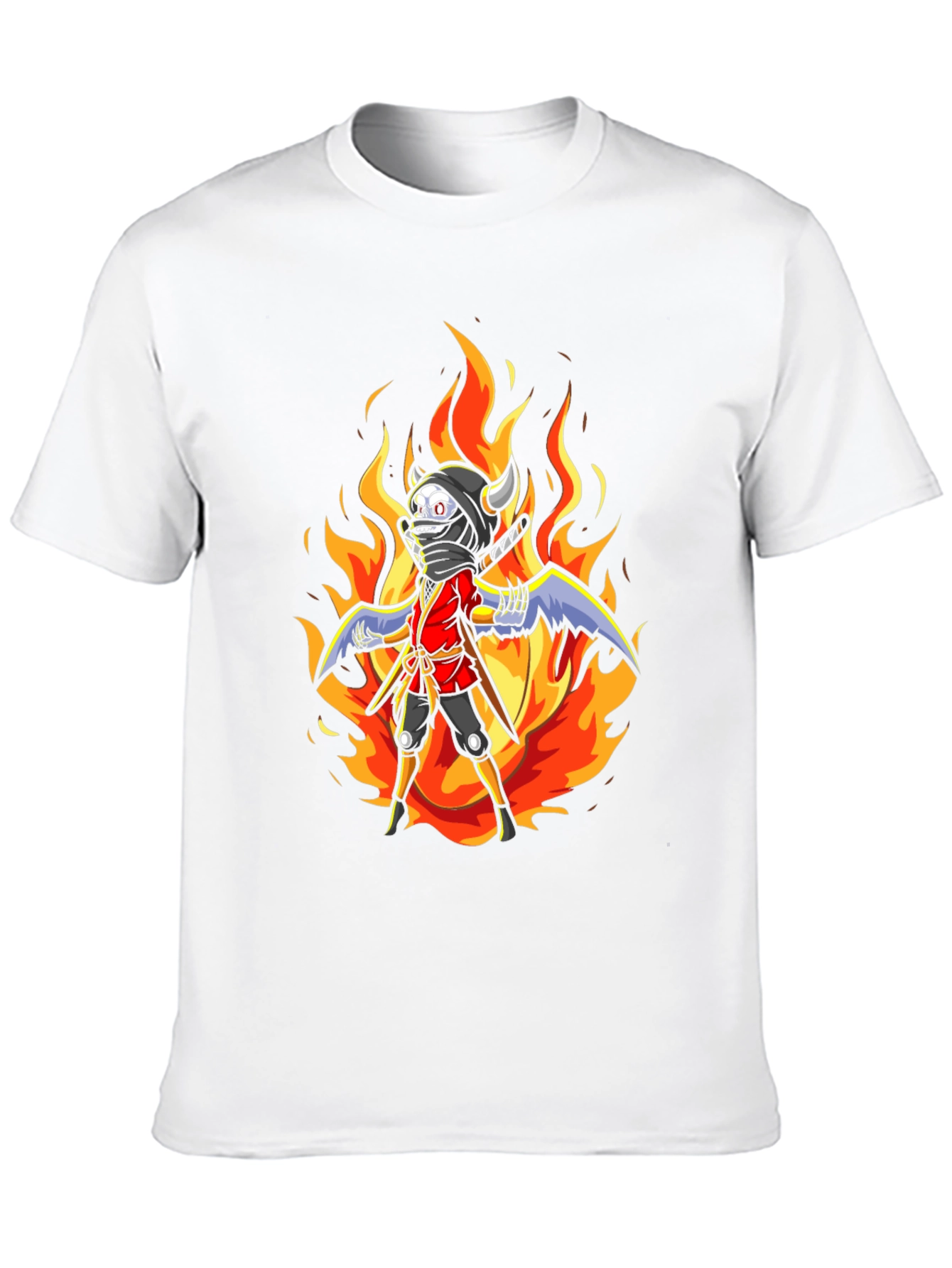Black Fiery Ninja Graphic Tee - Black Cotton T-Shirt view 10