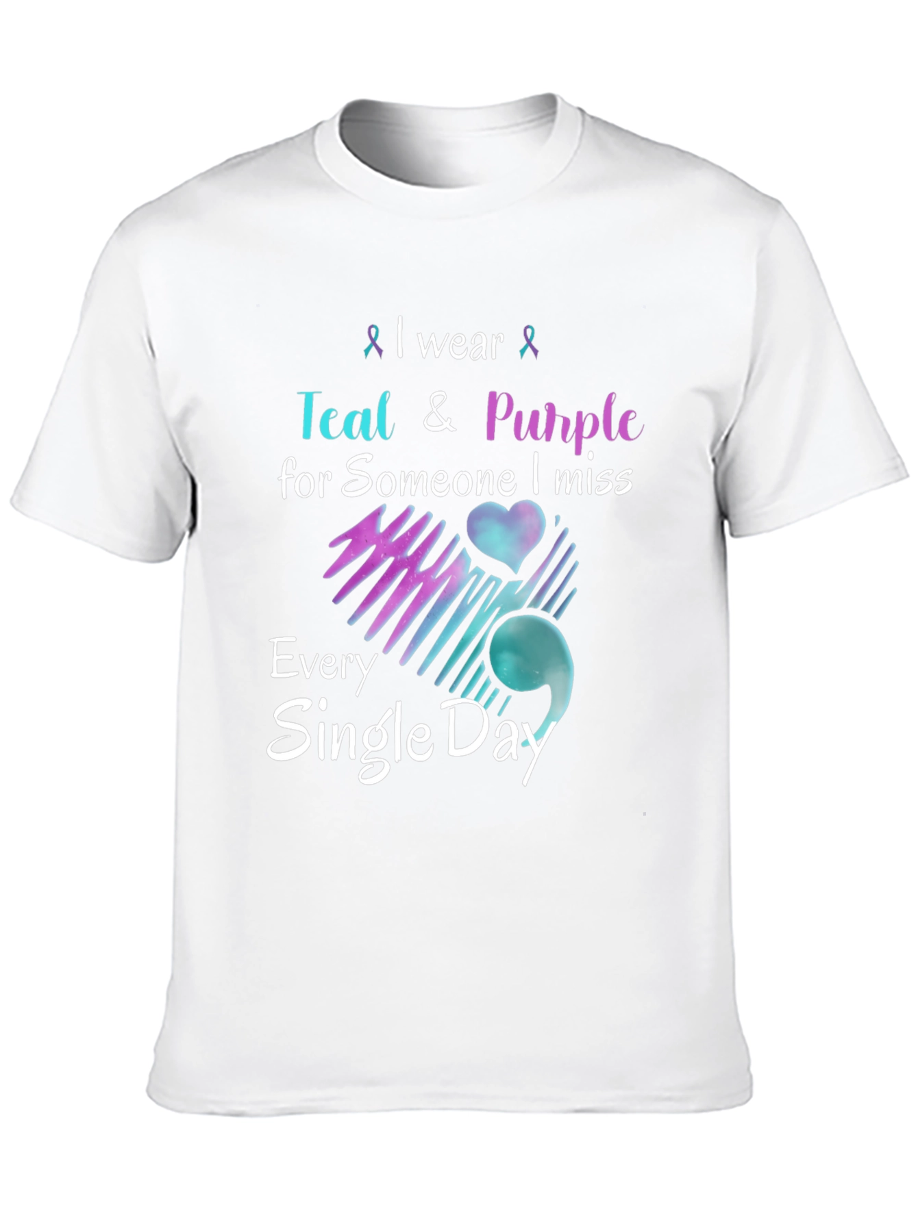Black Teal & Purple Remembrance T-Shirt - Missed Loved One view 10