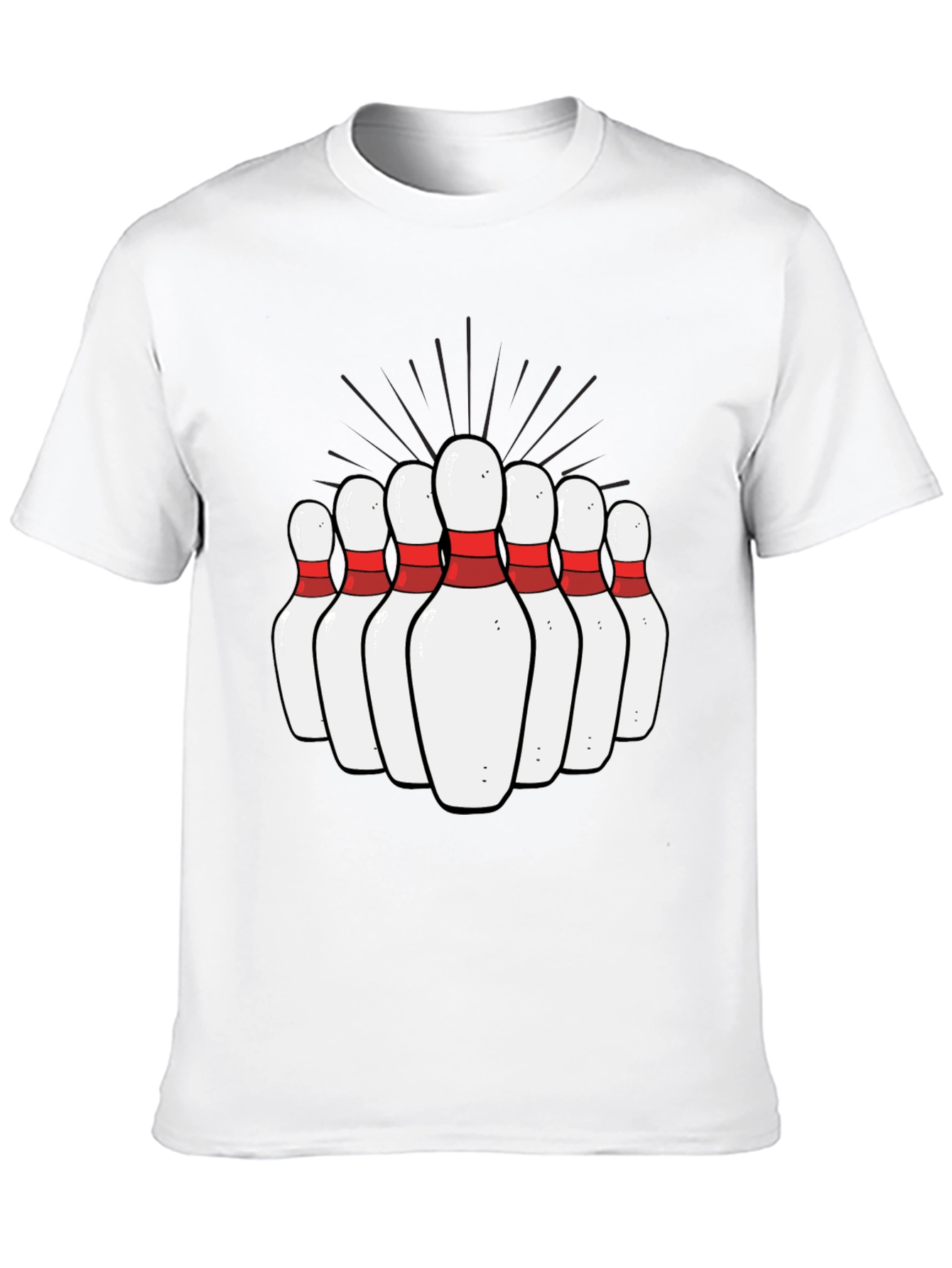 Black Bowling Pins Graphic Tee - Strike Design T-Shirt view 10