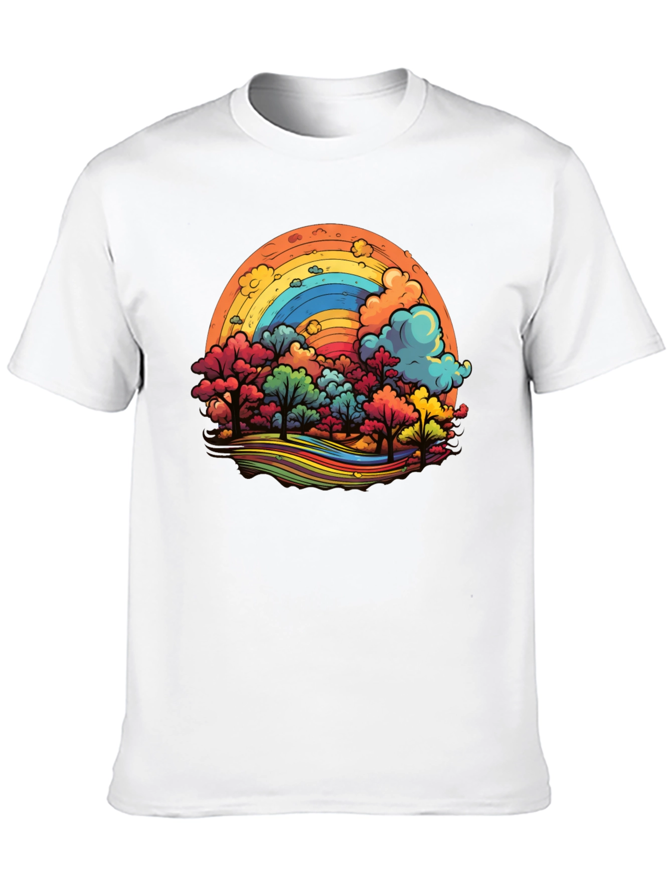 Black Rainbow Trees Graphic Black T-Shirt view 10