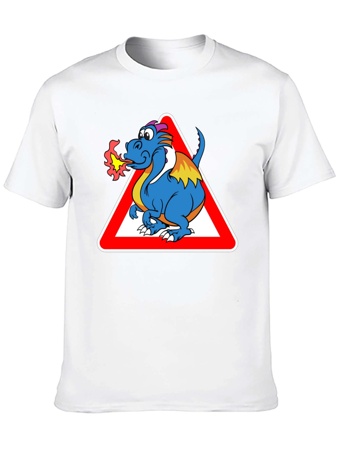 Black Funny Dragon Warning T-Shirt - Black Cotton Tee view 10