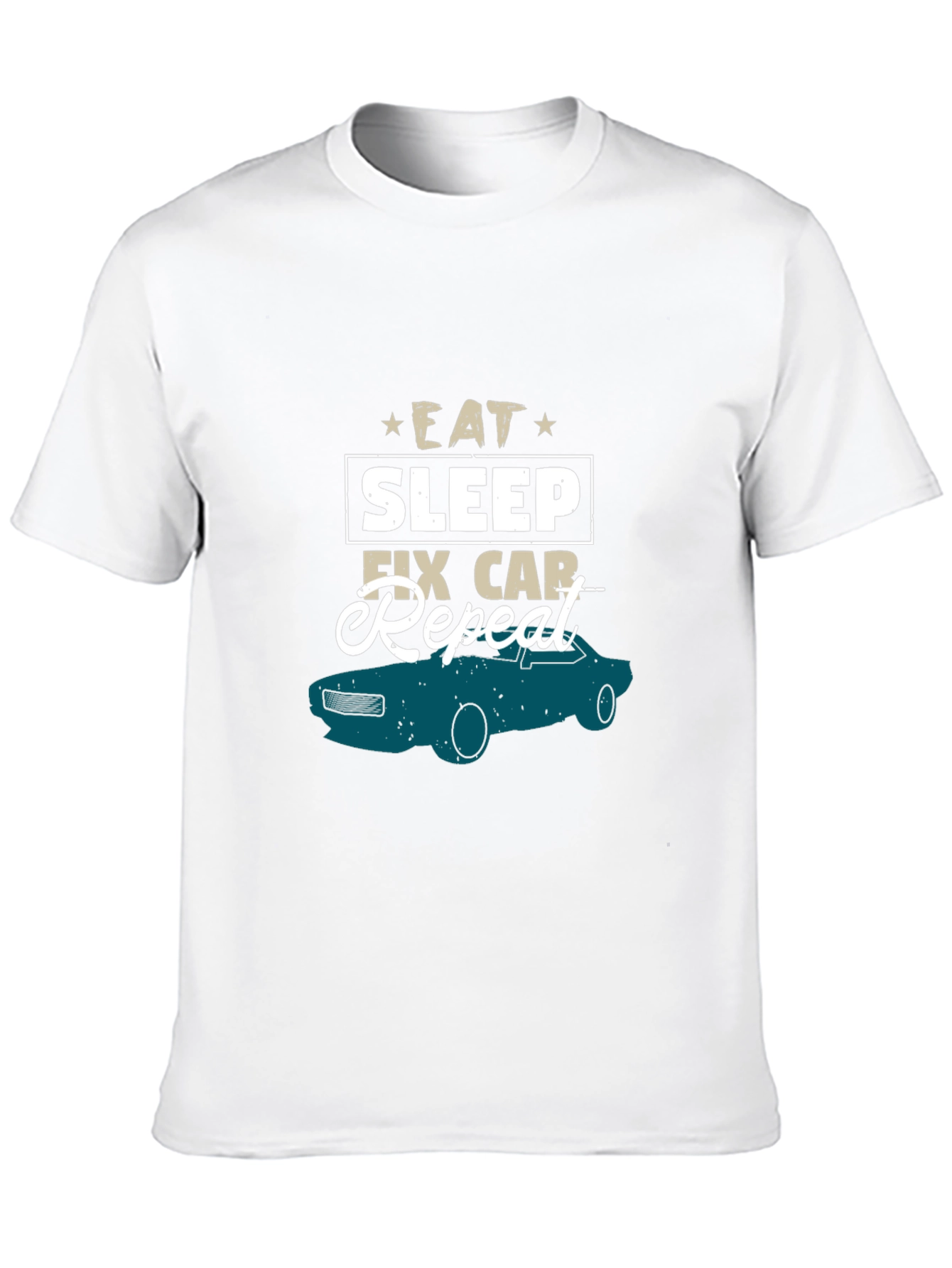Black Eat Sleep Fix Car Repeat T-Shirt view 10