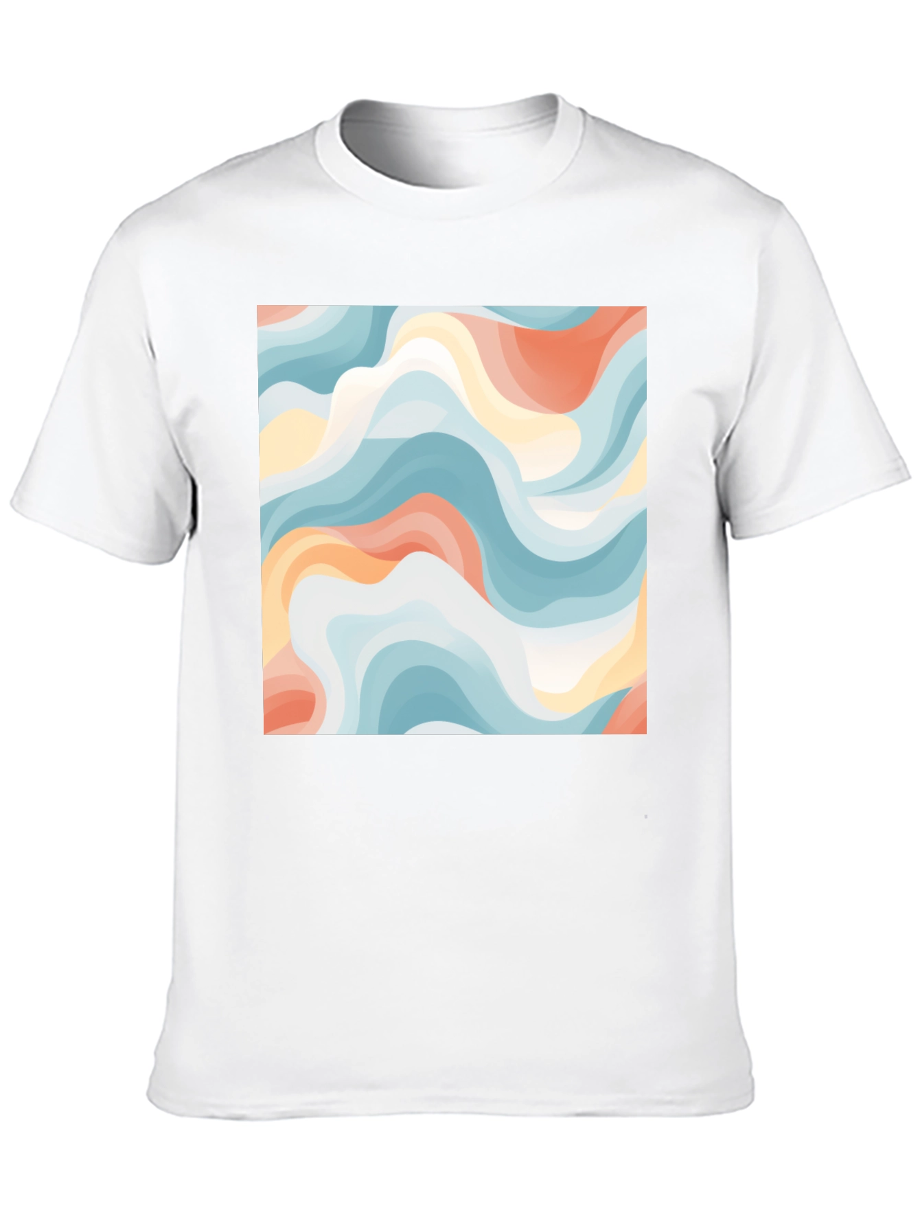 Black Abstract Wave Print Tee - Modern Art Shirt view 10