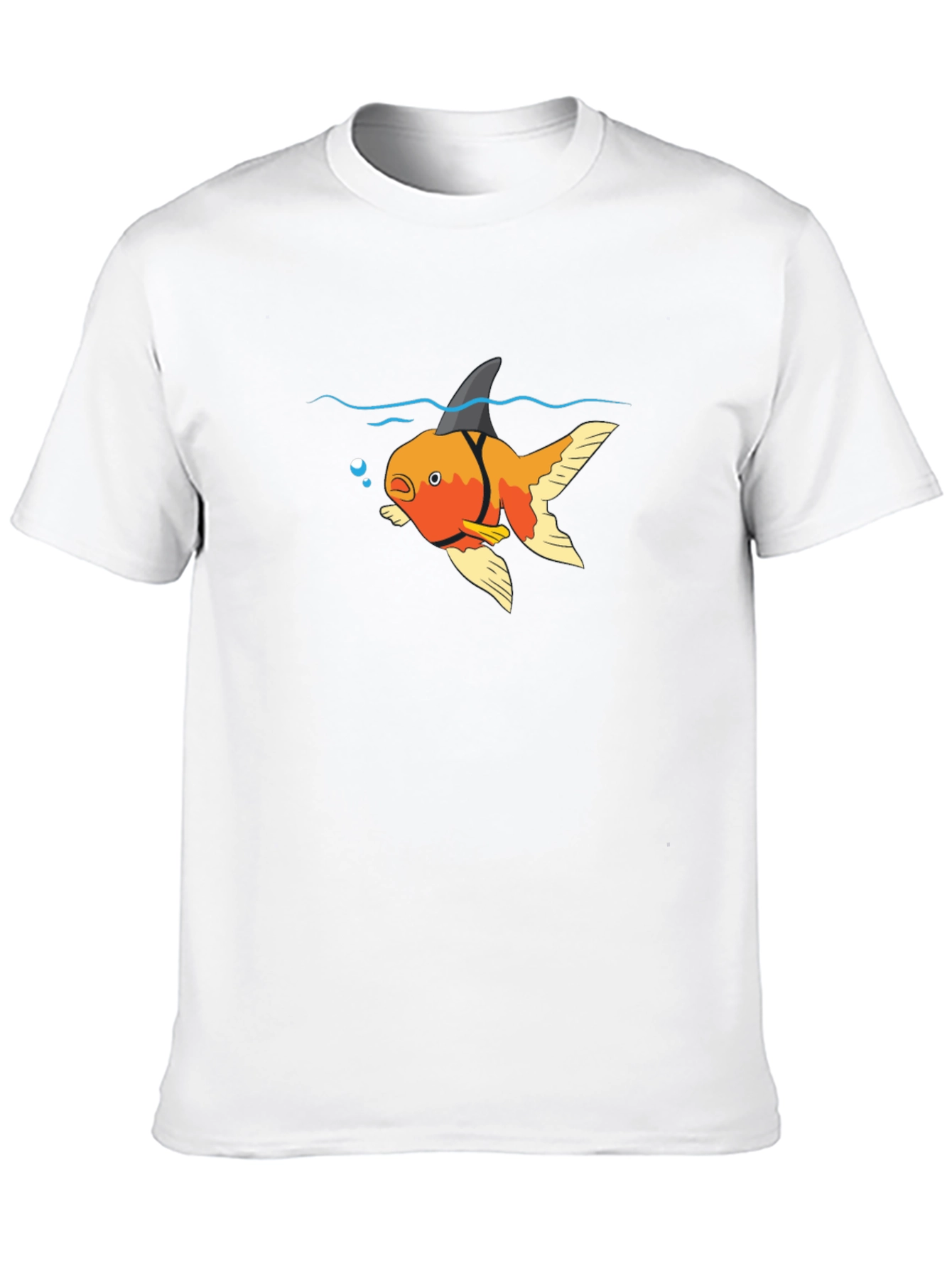 Black Funny Goldfish Shark Fin T-Shirt view 10