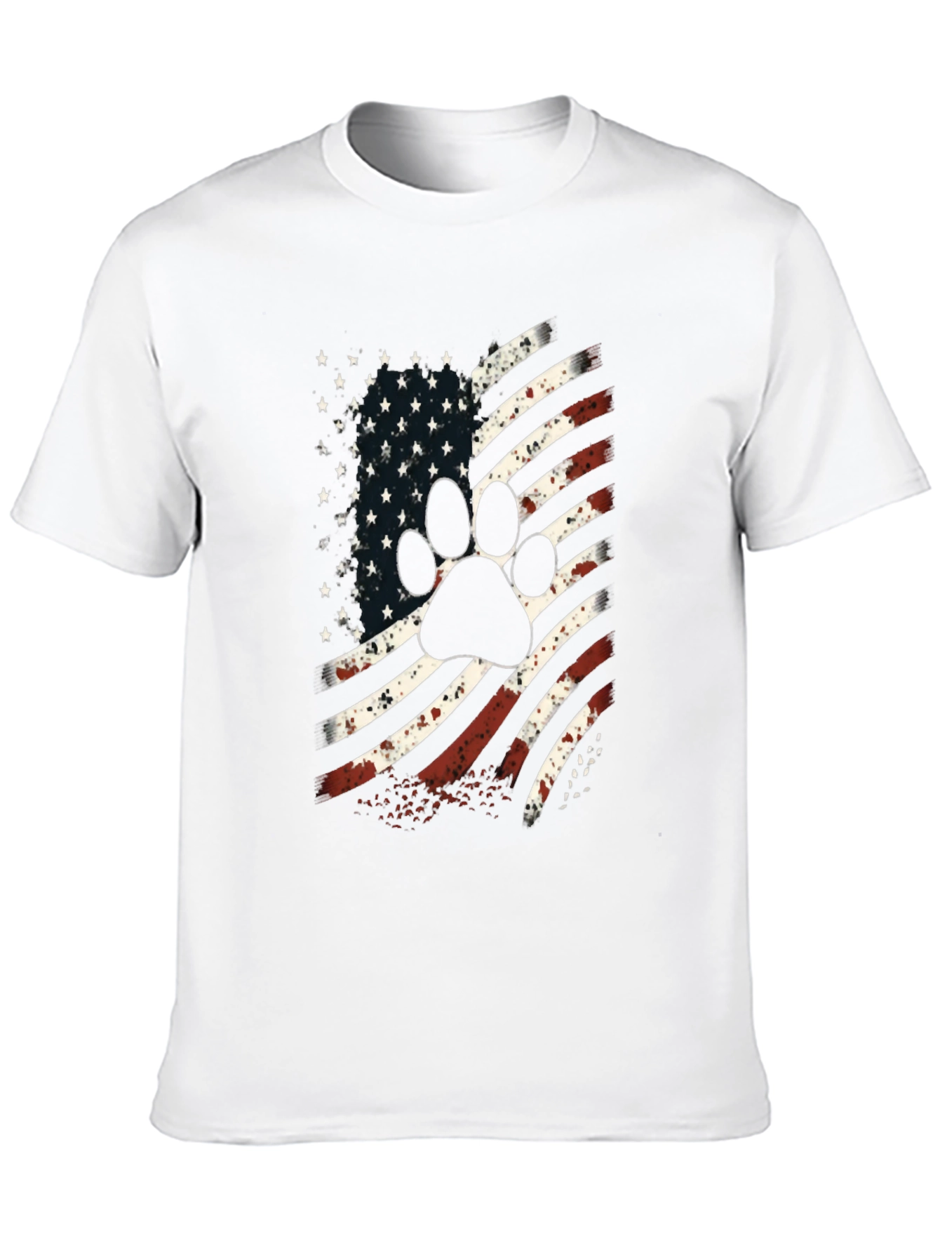 Black Patriotic Paw Print USA Flag Graphic T-Shirt view 10