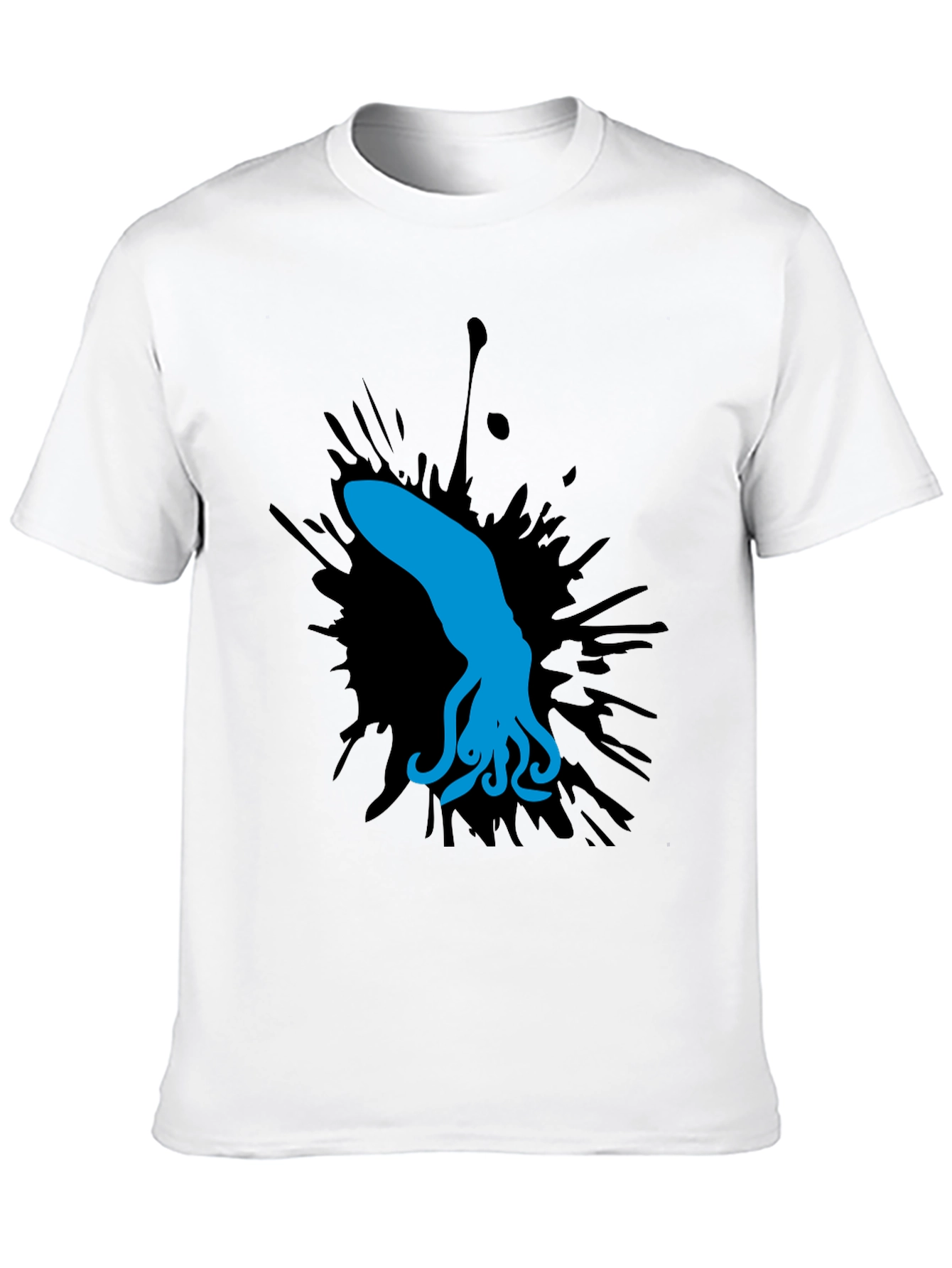 Black Blue Squid Graphic Tee - Black Cotton Shirt view 10