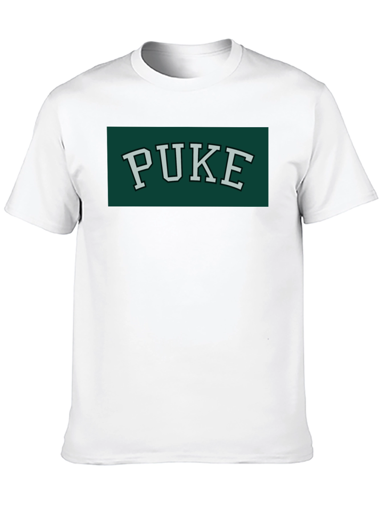 Black PUKE Text Tee - Retro College Style Graphic T-Shirt view 10