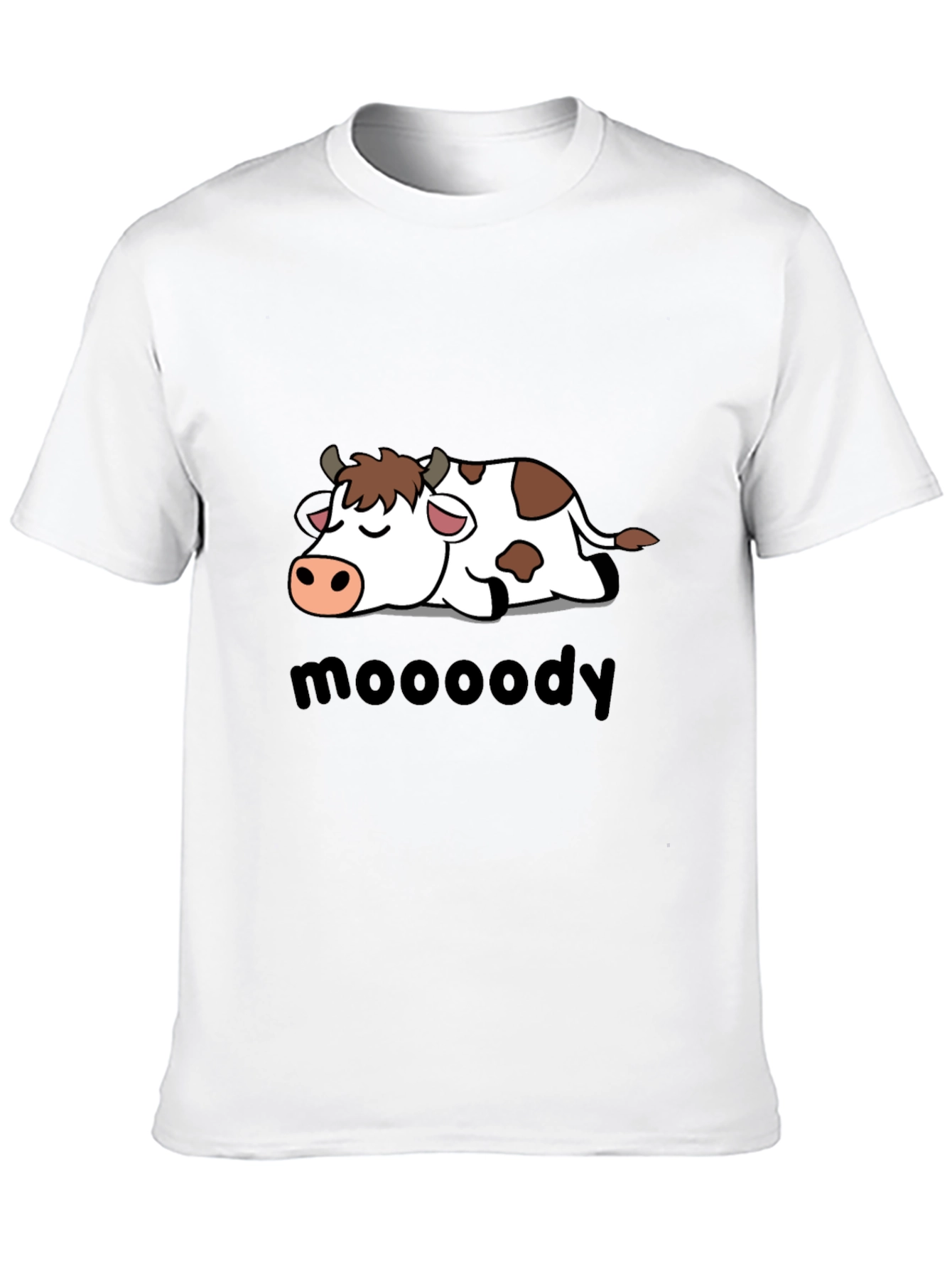 Black Moody Cow Graphic Tee - Black Cotton T-Shirt view 10