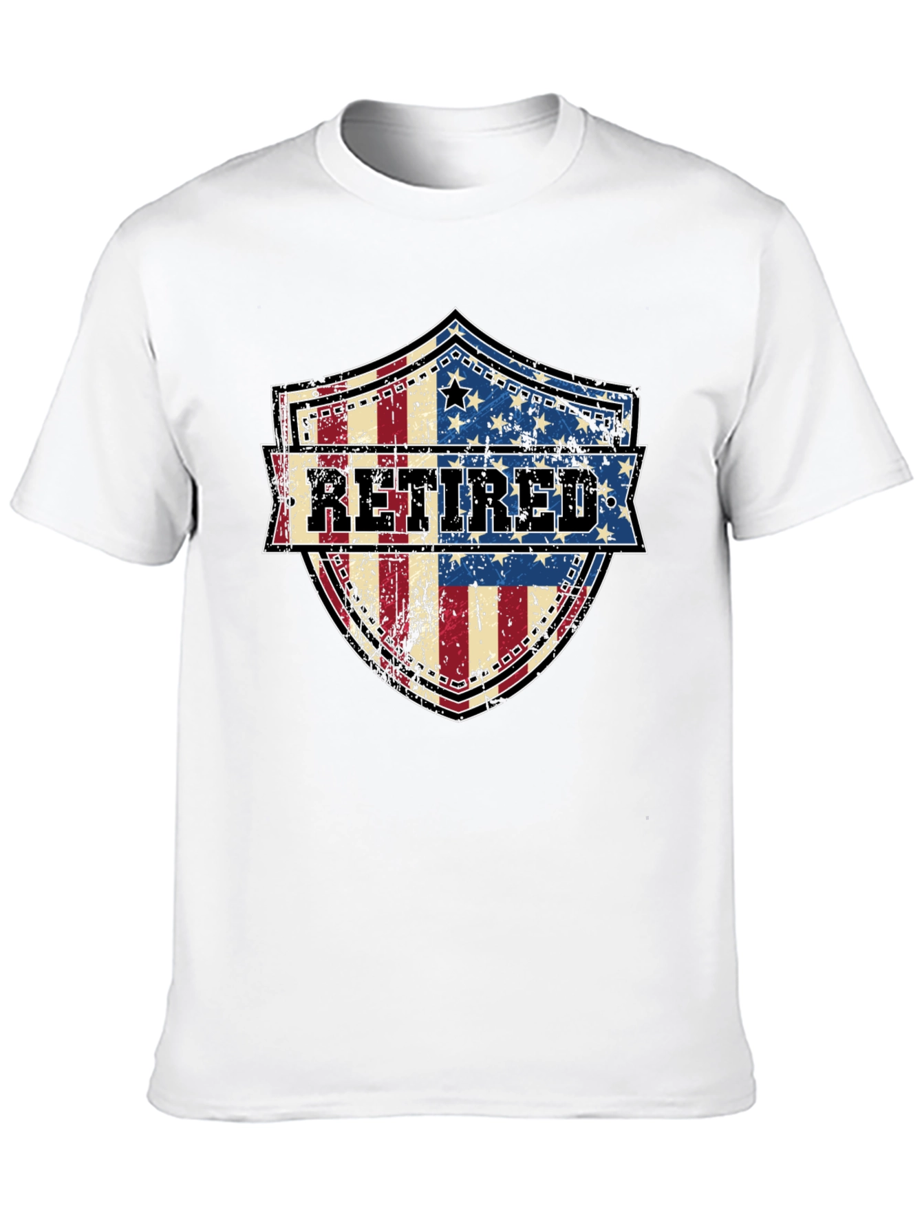 Black Retired American Flag Shield T-Shirt view 10