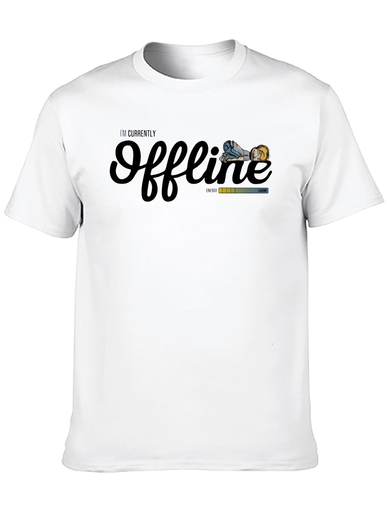 Black Offline Mode T-Shirt - Gamer Style Relax Tee view 10