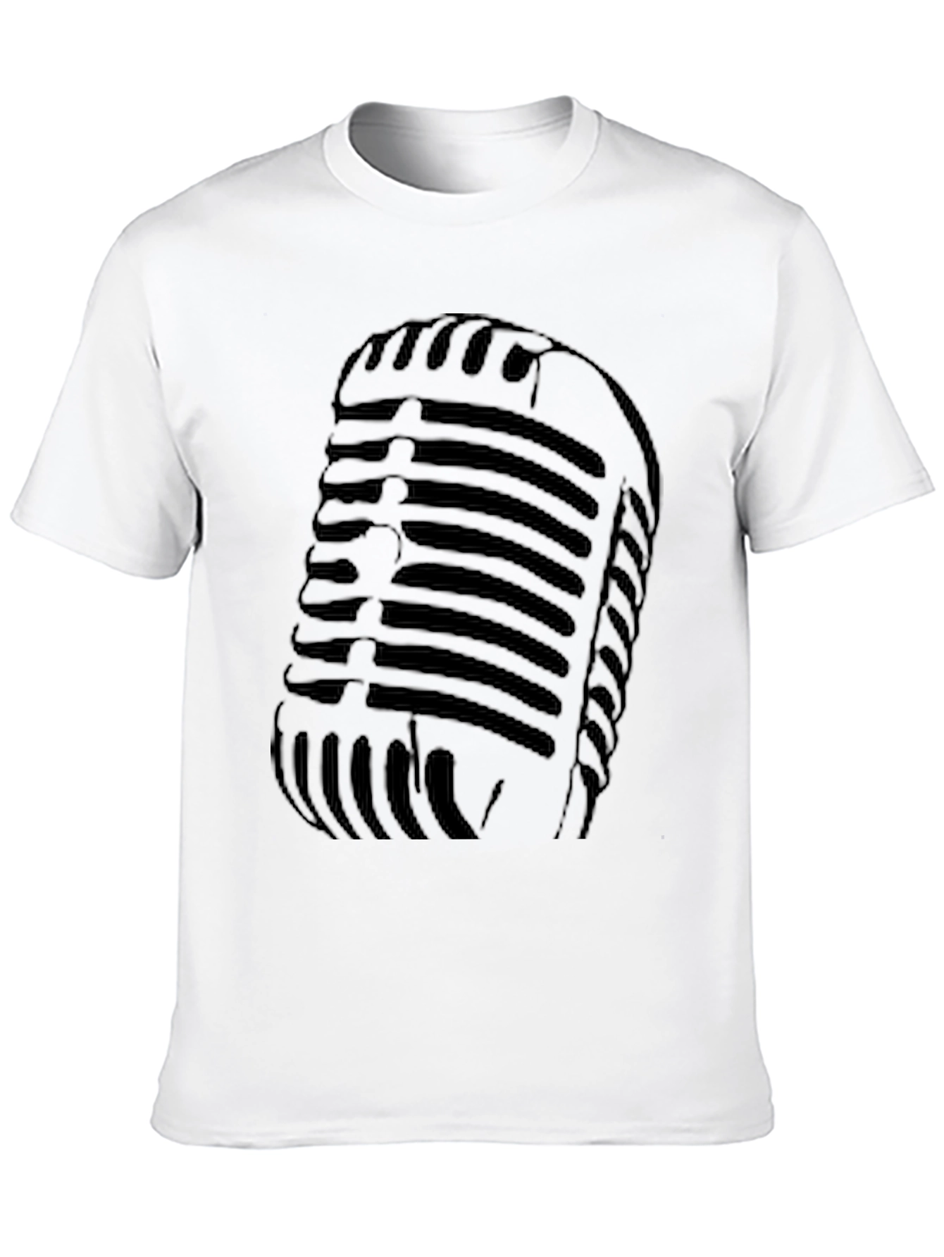 Black Vintage Microphone Graphic Tee - Retro Style Black T-Shirt view 10
