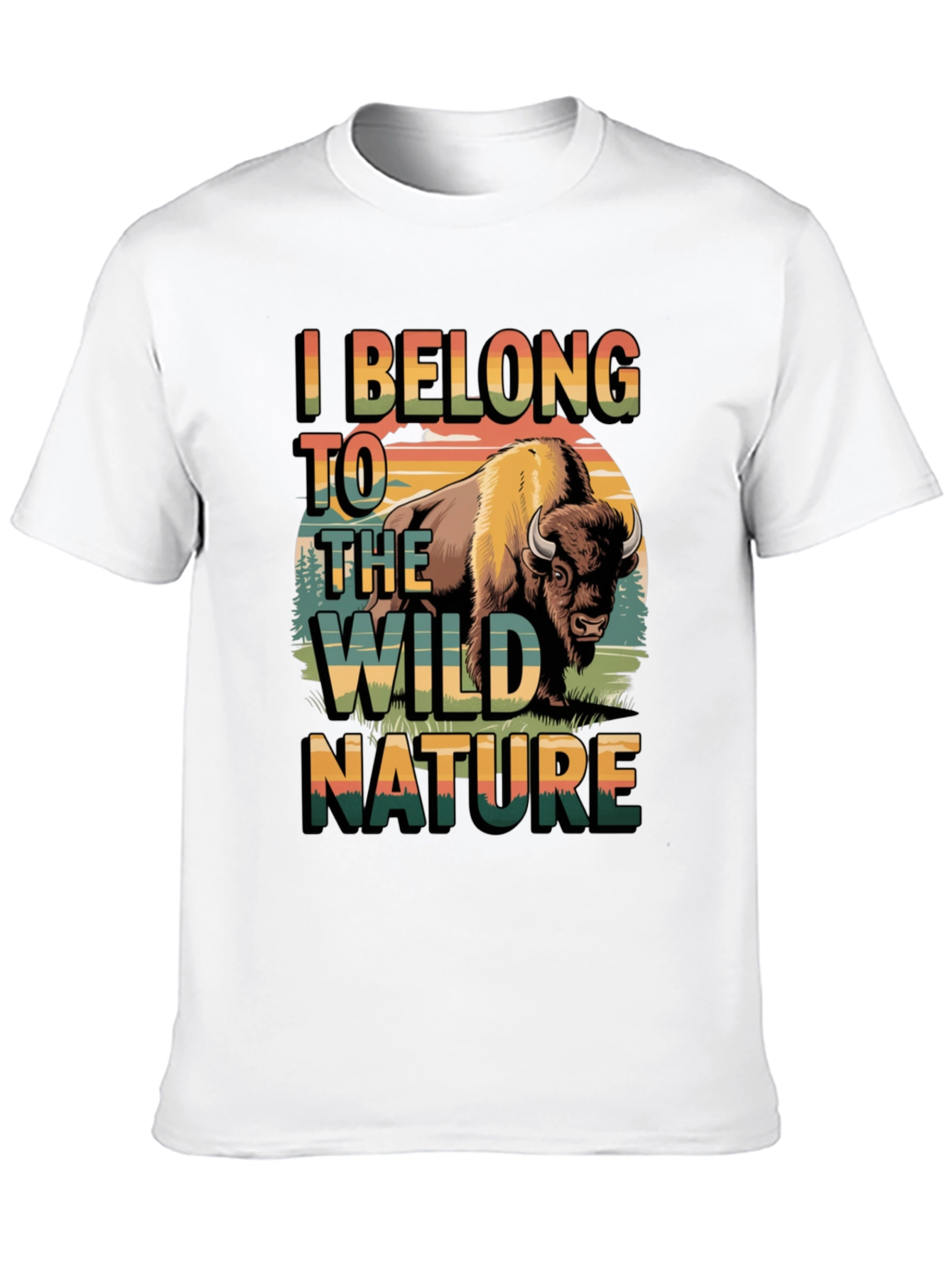 Black Wild Nature Bison Graphic Tee - Men's Black T-Shirt view 10