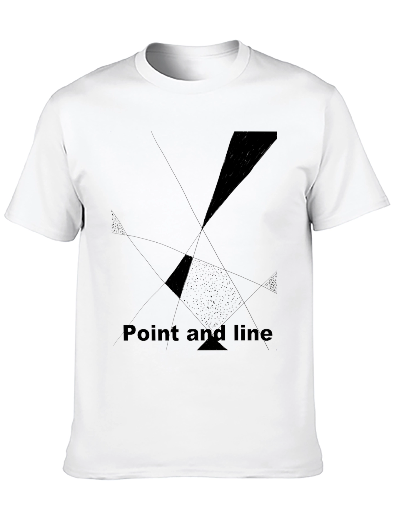Black Abstract Geometric Black Tee - Point and Line Design view 10