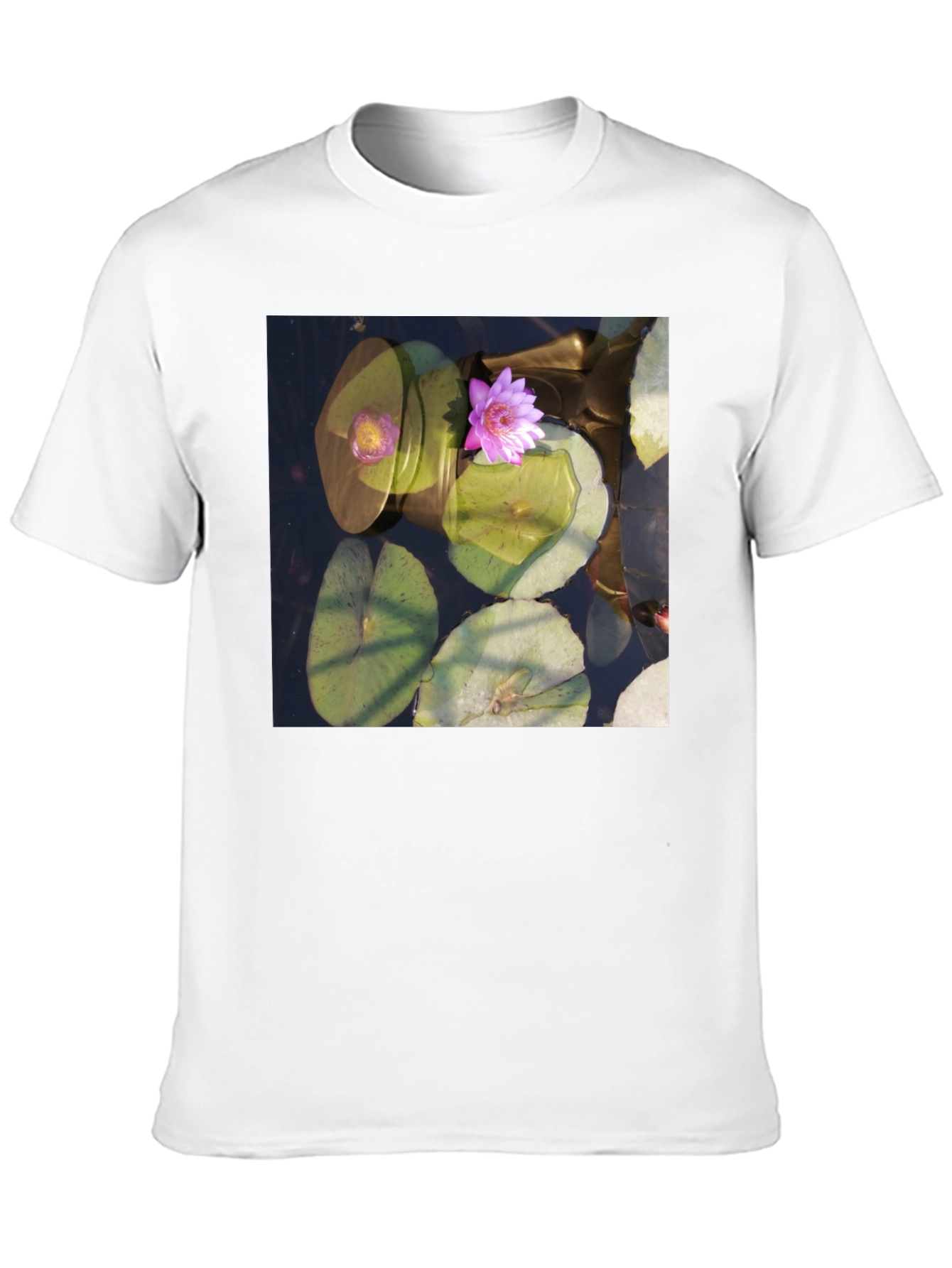 Black Lotus Pond Graphic Tee - Nature Inspired Design view 10
