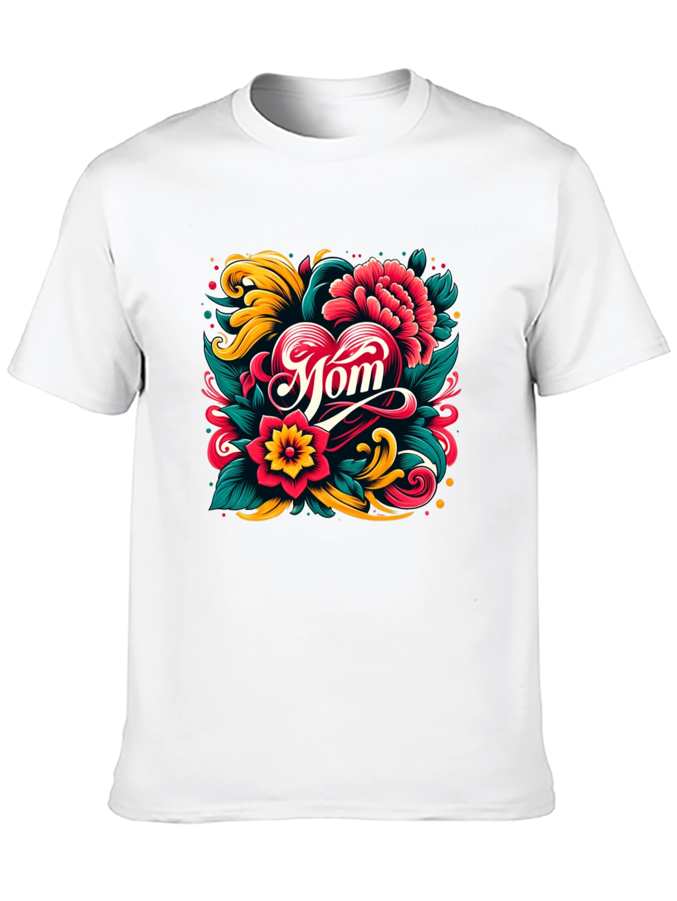 Black Mom Floral Heart Graphic Black T-Shirt view 10