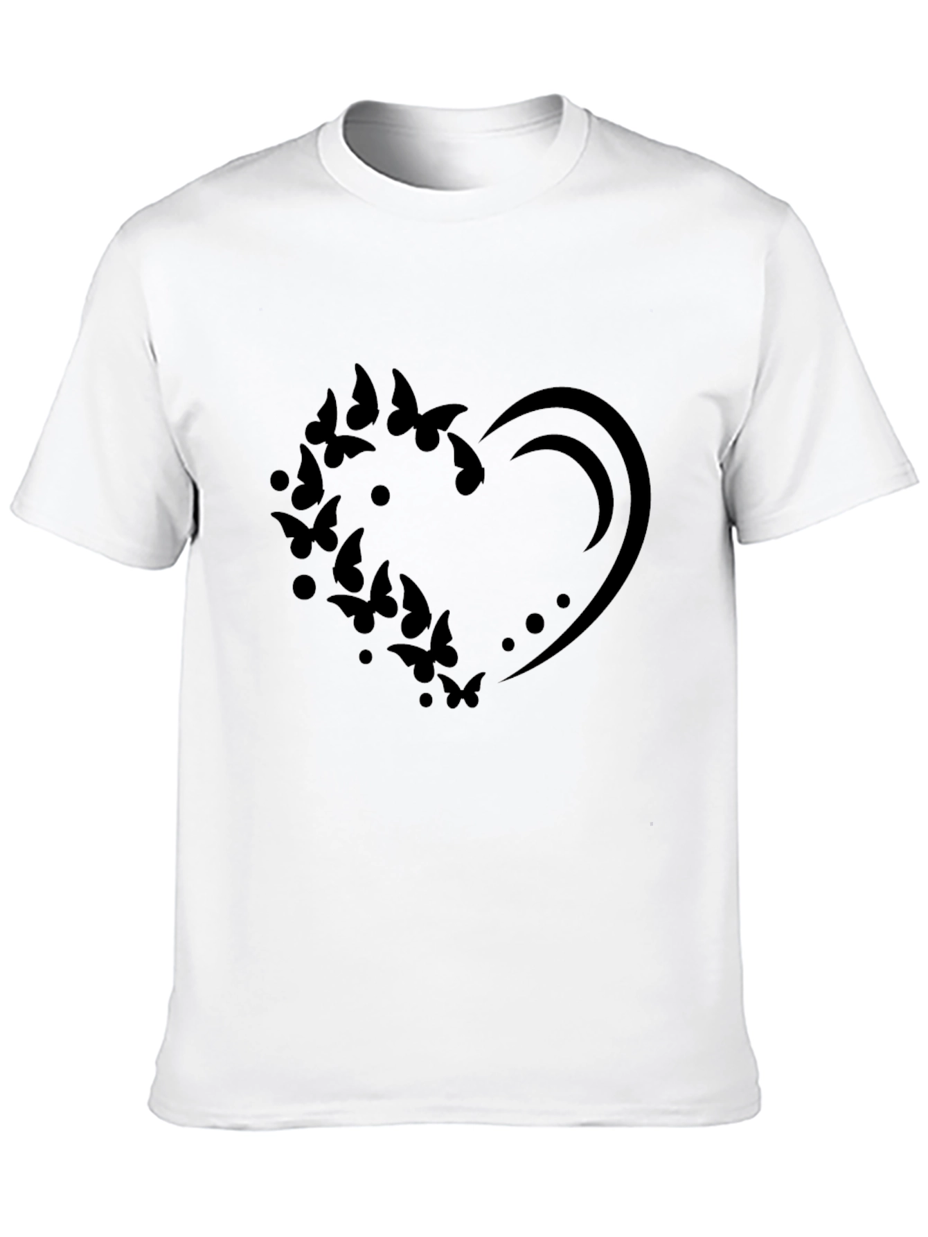 Black Butterfly Heart Graphic Black T-Shirt view 10