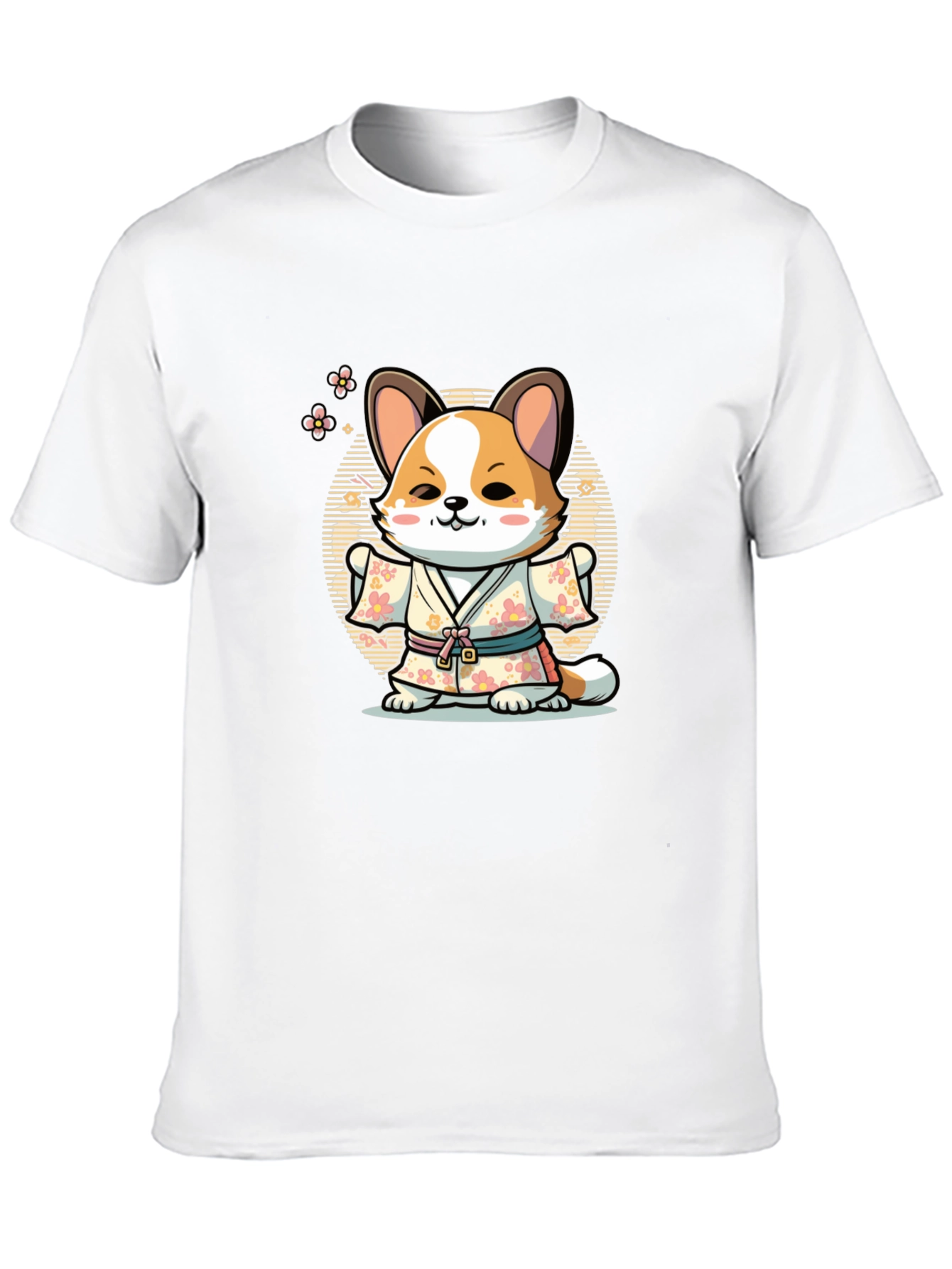 Black Cute Corgi in Kimono T-Shirt view 10