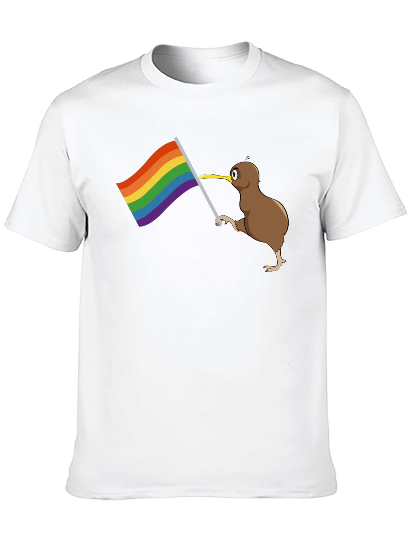 Black Kiwi Bird Pride Flag Graphic Tee view 10
