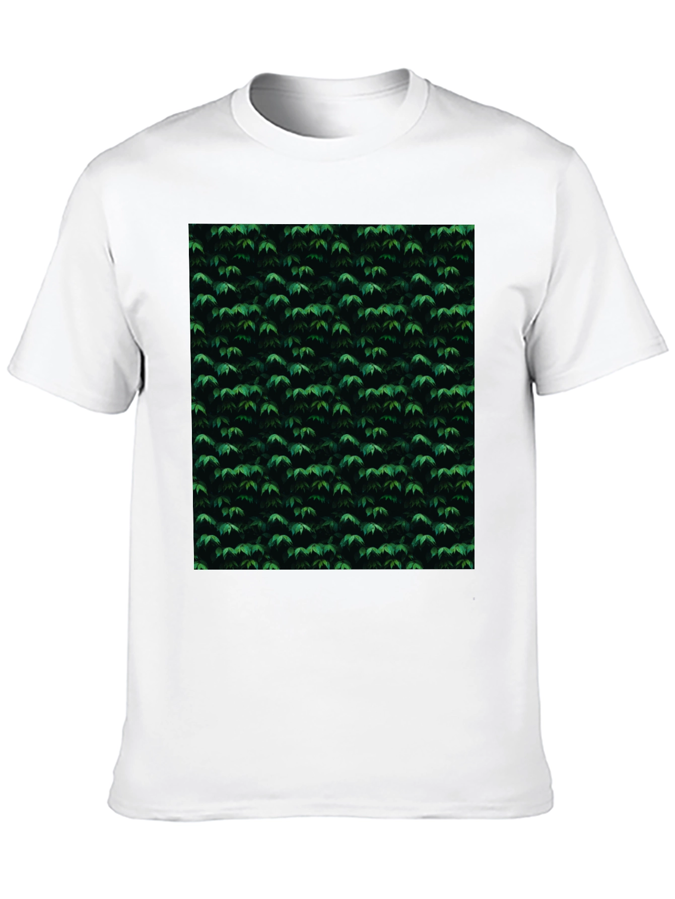Black Stylish Black Tee with Green Leaf Pattern view 10