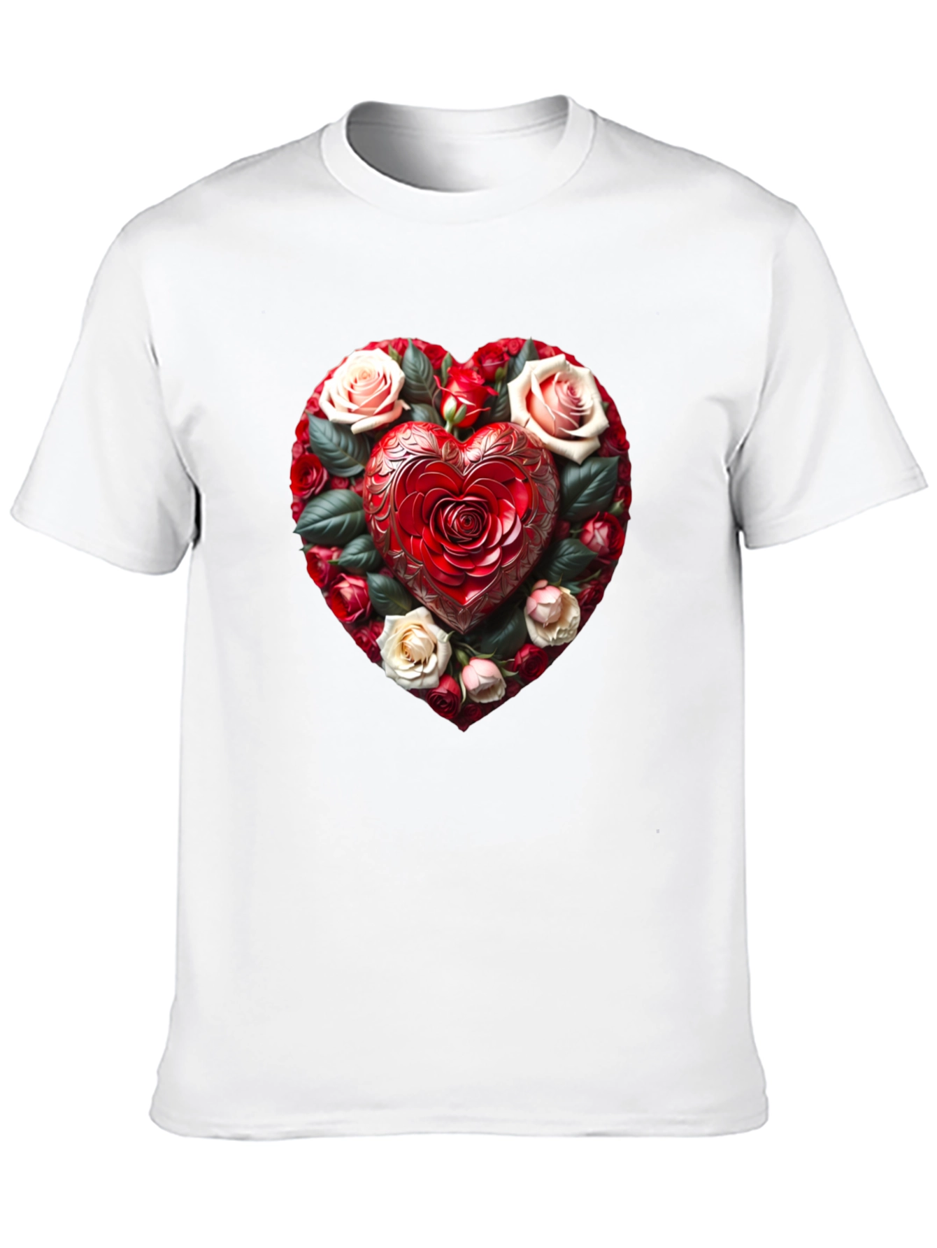 Black Romantic Rose Heart Graphic Black T-Shirt view 10